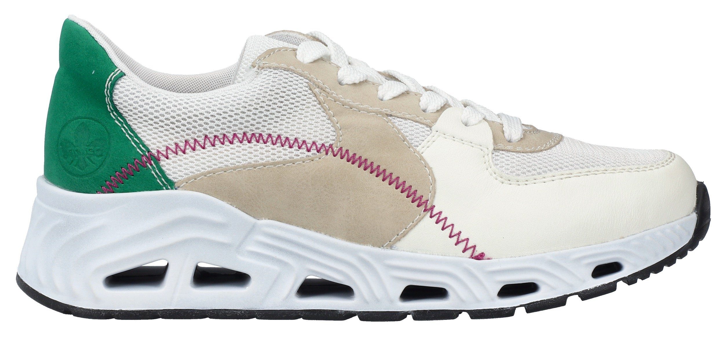 Rieker Sneakers met sleehak met contrasterende decoratieve naad, vrijetijdsschoen, lage schoen, veterschoen