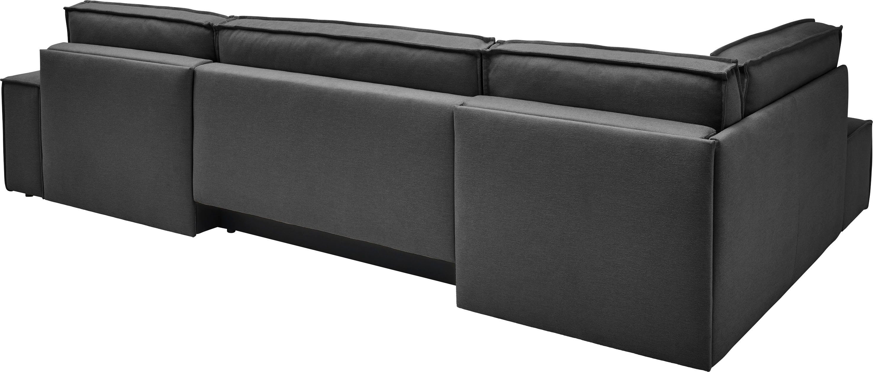 andas Zithoek FINNLEY U-model XXL 329 cm, bedbank, slaapfunctie m. bedkist