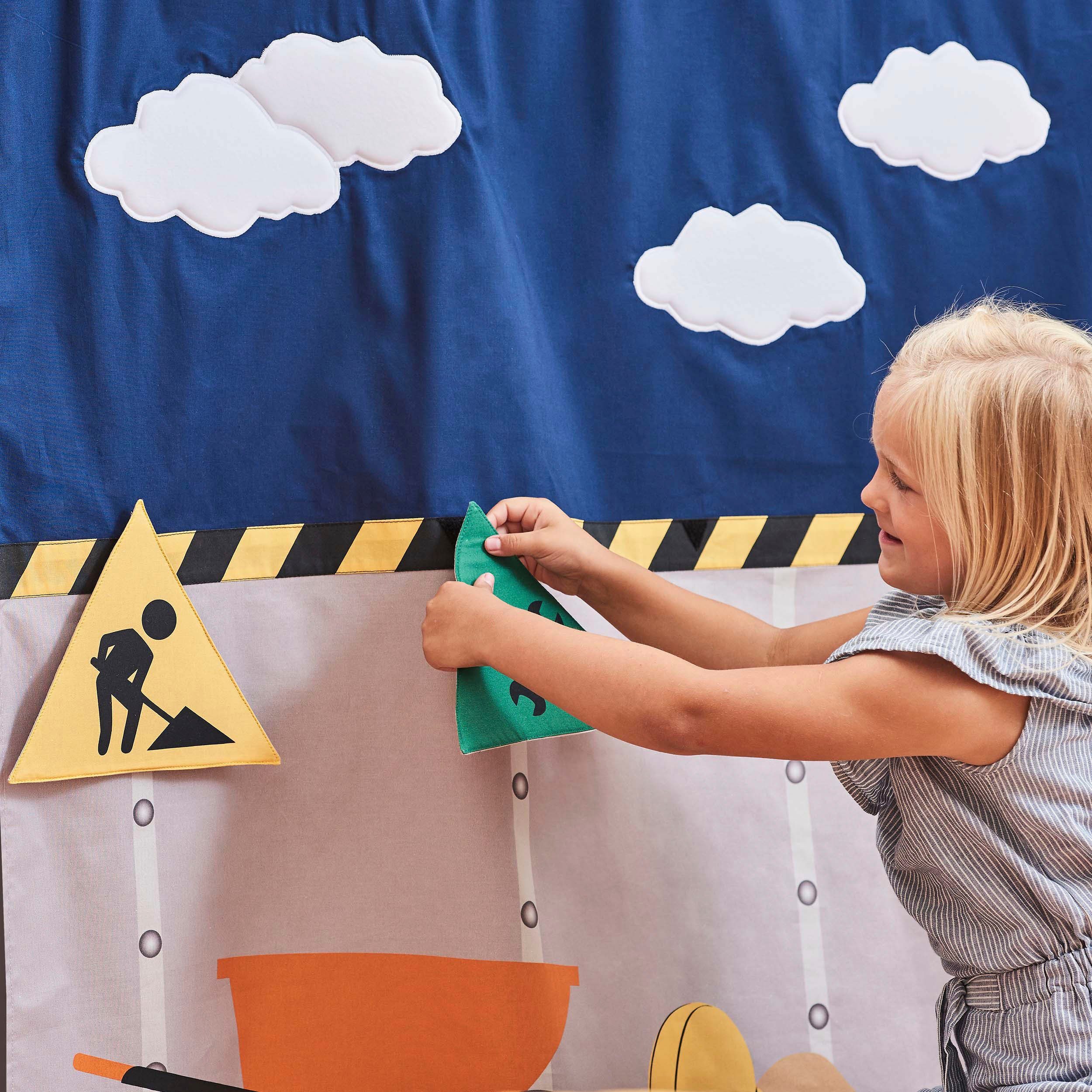Hoppekids Hoogslaper "Construction" met wegwerkzaamheden-gordijn matras 2 maten