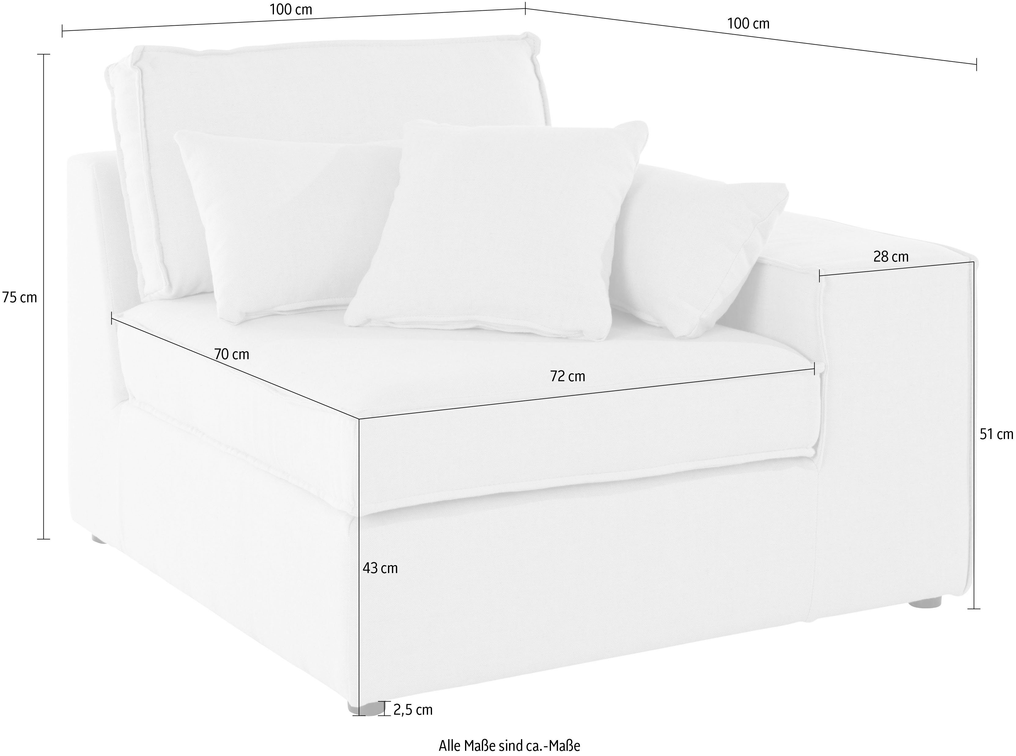 RAUM.ID Sofaelement Florid als deel van een modulaire bank, stevig zitcomfort, ook in cord