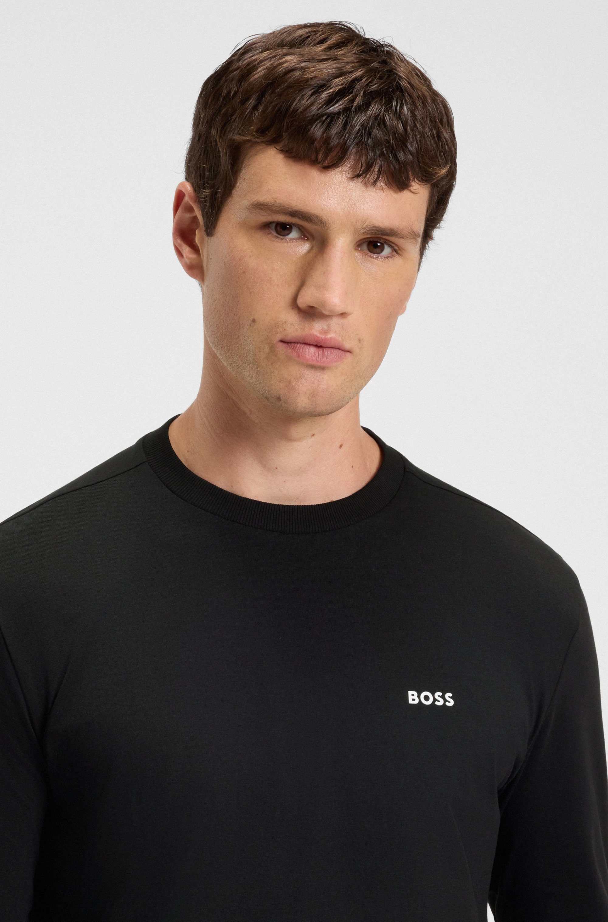 BOSS GREEN Shirt met lange mouwen Tee Long met een ronde hals