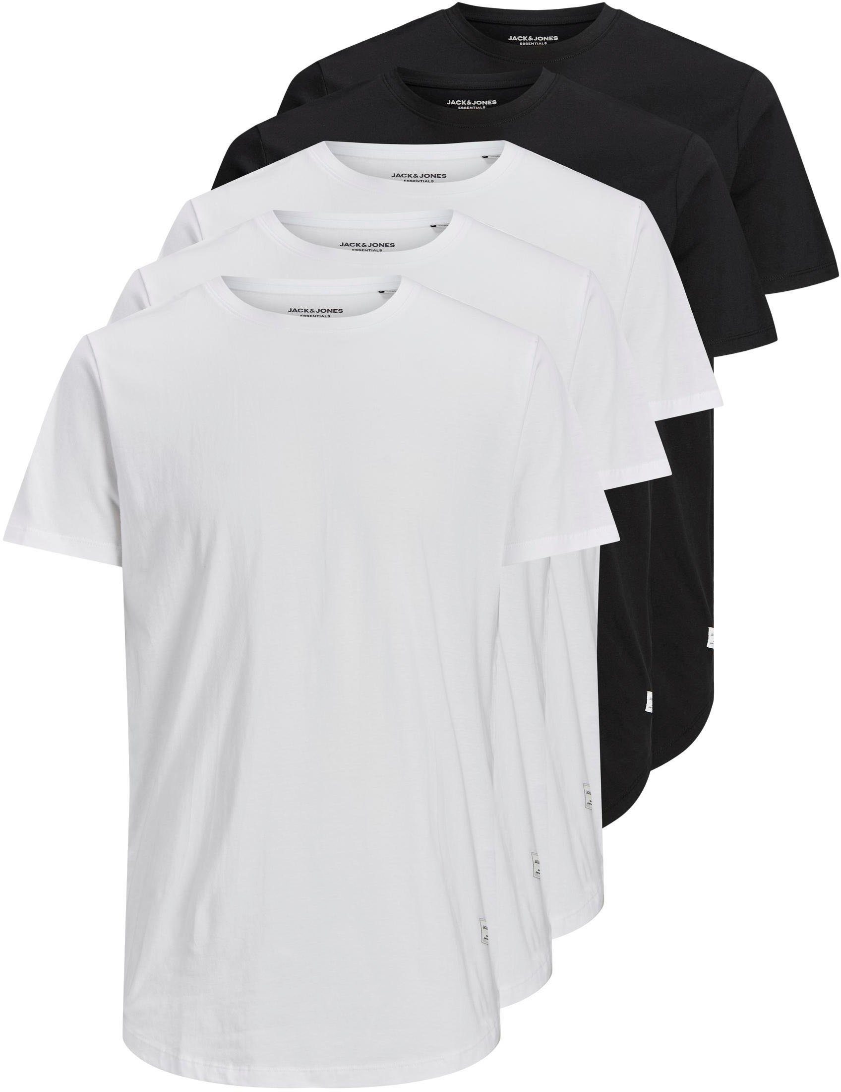 Jack & Jones T-shirt JJENOA TEE SS CREW NECK 5PK MP NOOS (5-delig, Set van 5)