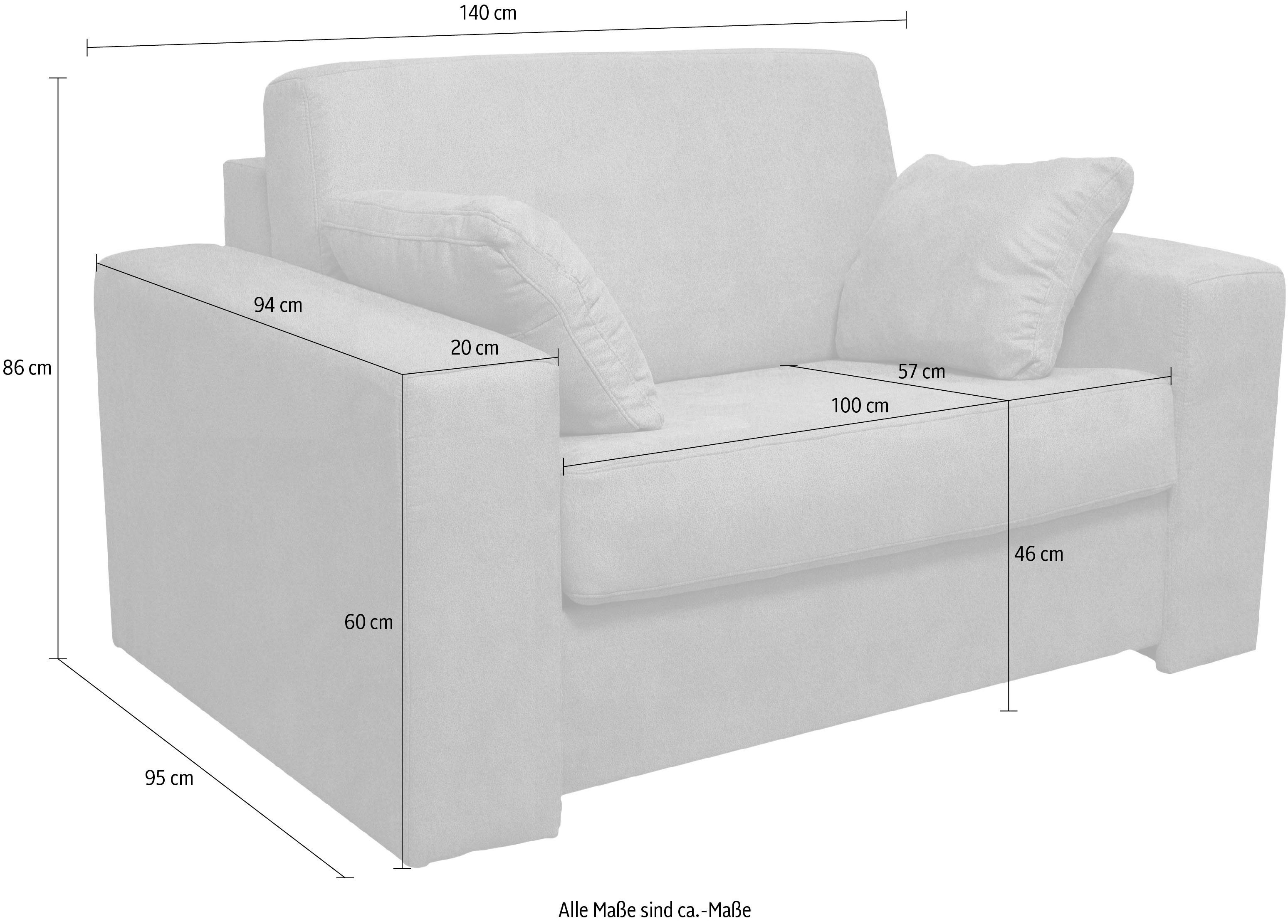 Home affaire Fauteuil Roma matras hoogte 140 cm Bedfunctie, met vering, Afmeting liggend ca. 83x198 cm