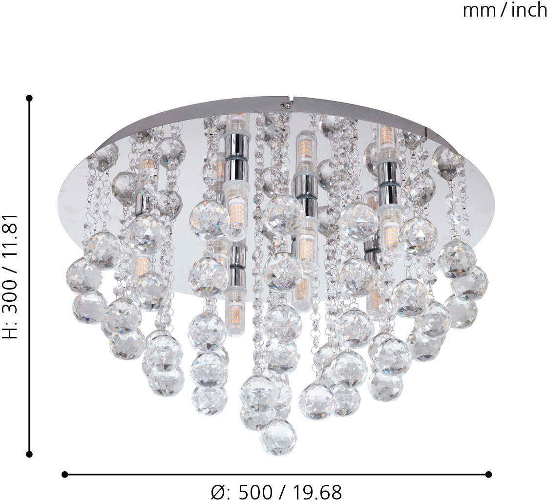 EGLO Led-plafondlamp ALMONTE chroom / ø50 x h30 cm / inclusief 8x g9 (elk 3w) / spatwaterdicht (1 stuk)