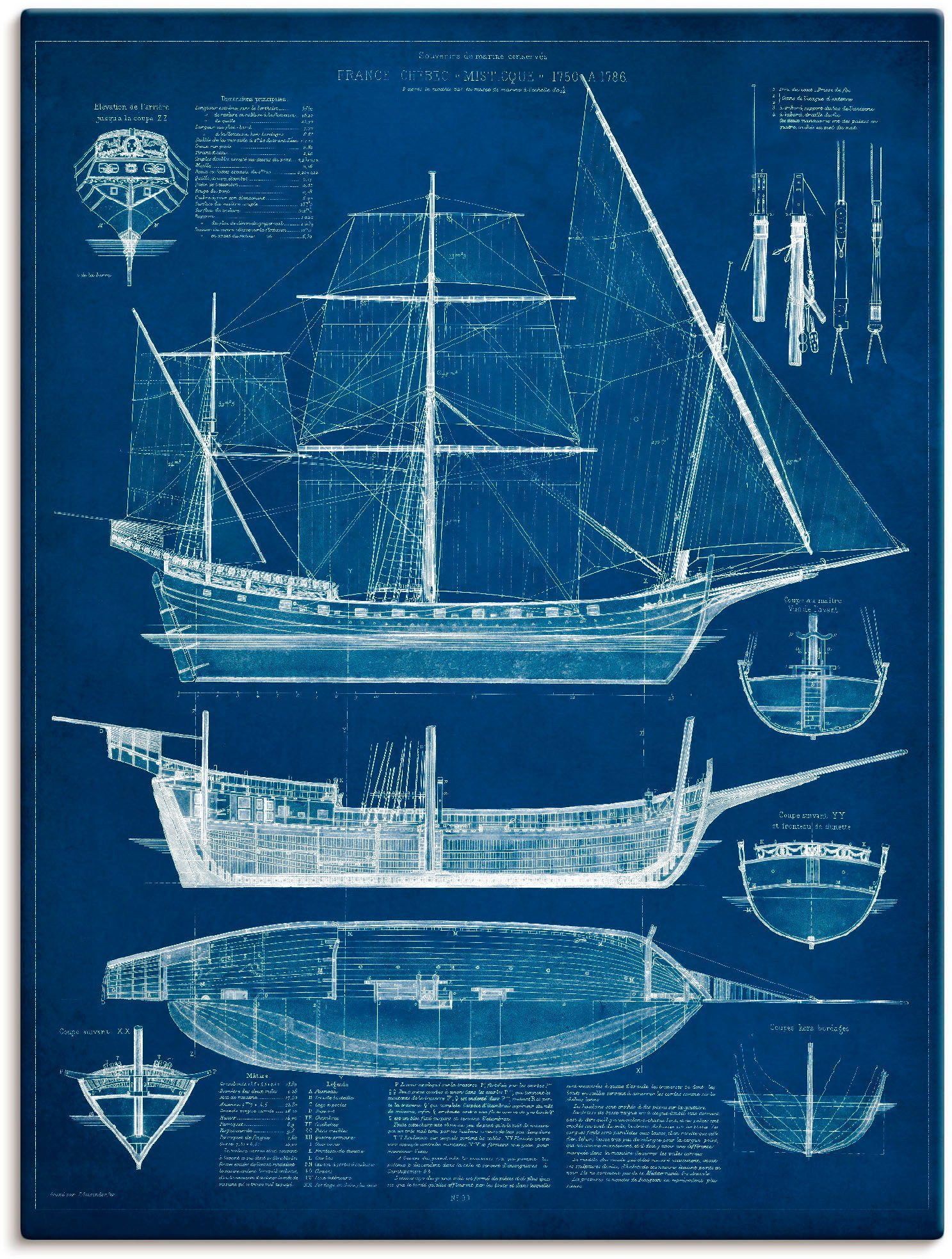 Artland Artprint Ontwerp voor een antieke boot I in vele afmetingen & productsoorten - artprint van aluminium / artprint voor buiten, artprint op linnen, poster, muursticker / wand