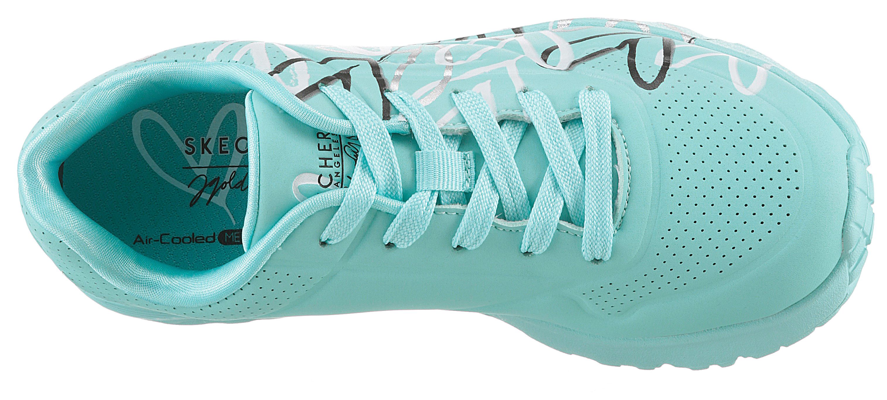 Skechers Sneakers UNO LITE-METALLIC LOVE , wedge-veterschoen, skech-air functie, maat sjabloon om te downloaden