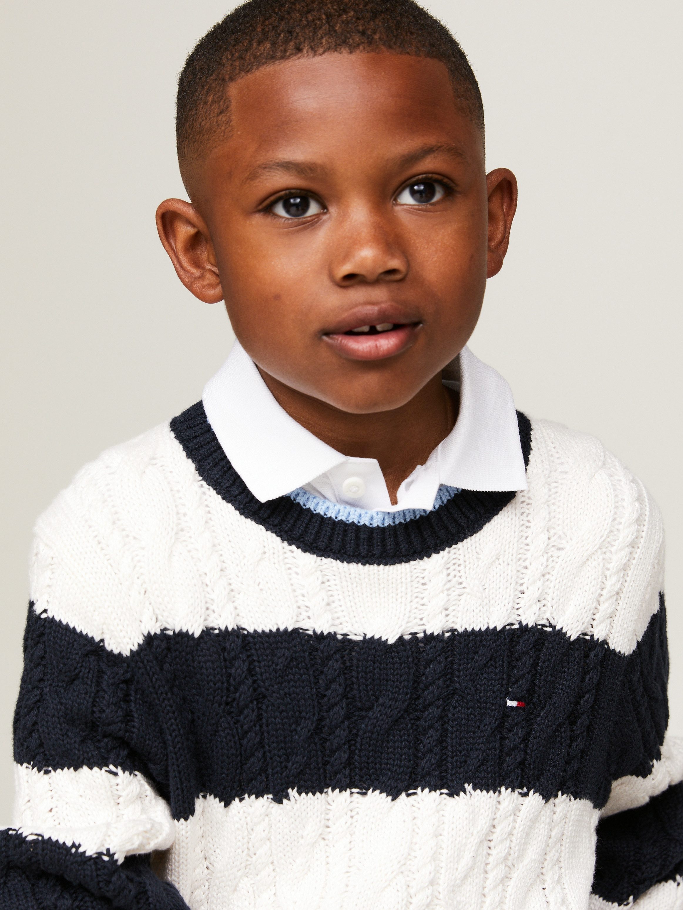 Tommy Hilfiger Gebreide trui COLORBLOCK CABLE REGULAR SWEATER Kinderen tot 16 jaar met logostiksel