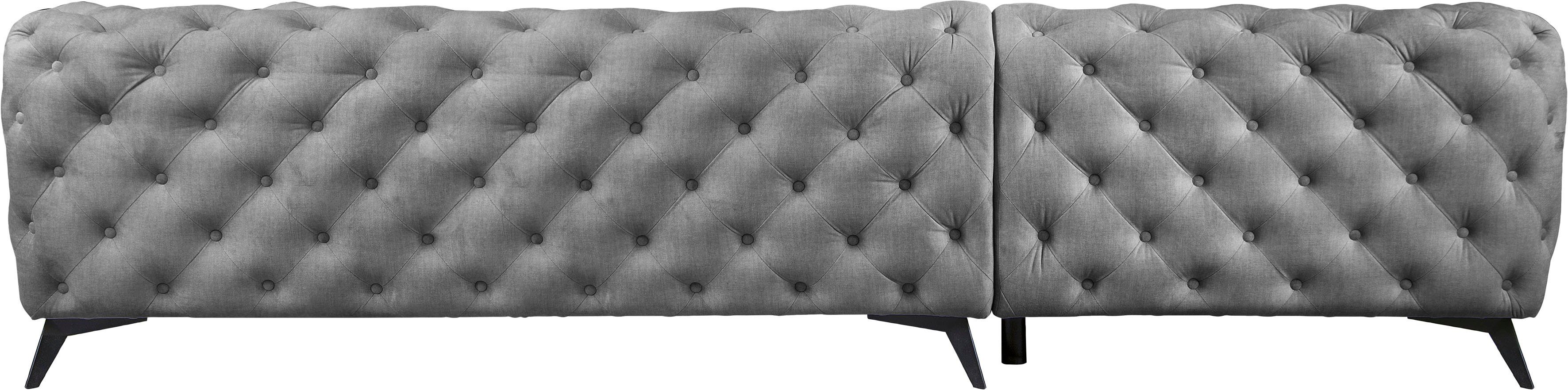 Leonique Chesterfield-bank Glynis L-vorm luxueuze capitonnage, moderne chesterfield look, kleur van de poten ter keuze