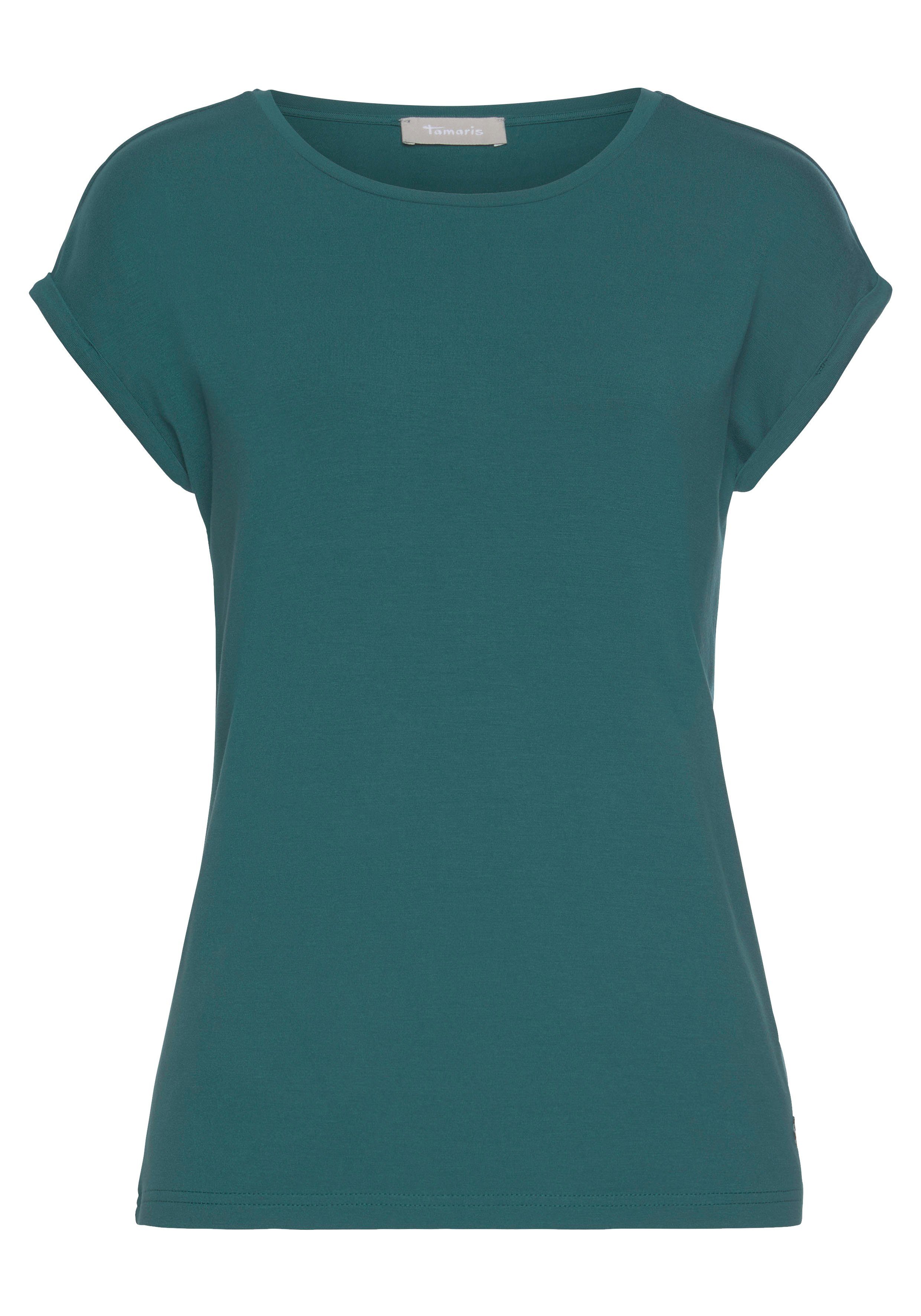 Tamaris T-shirt Korte mouwen, regular fit, effen, met ronde hals