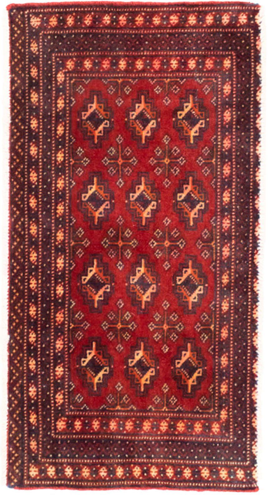 morgenland Wollen kleed Turkaman vloerkleed met de hand geknoopt rood