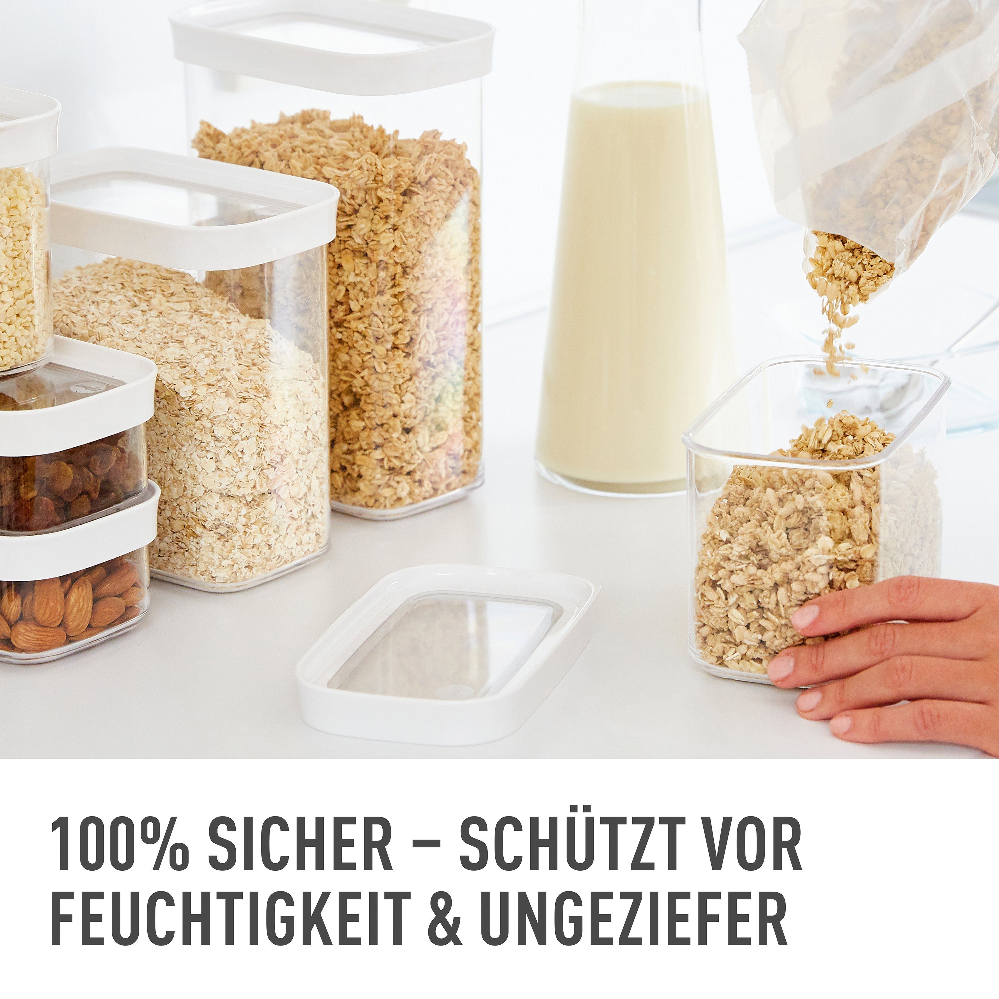 Emsa Voorraadbus N11428 Optima rechthoekig, veilig, hygiënisch, onschadelijk, ruimte-efficiënt (set, 5-delig)