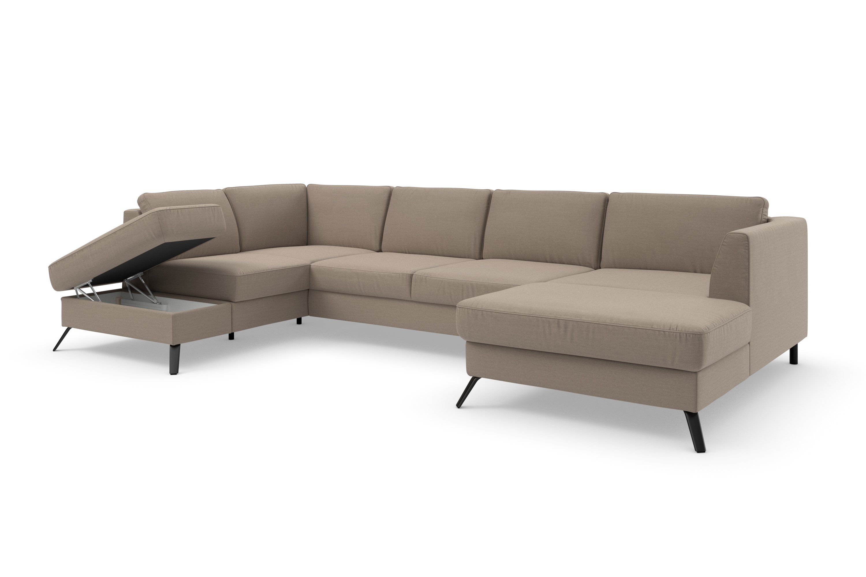 sit&more Zithoek Olsen U-vorm inclusief zitdiepteverstelling, naar keuze met slaapfunctie, 15 cm hoog