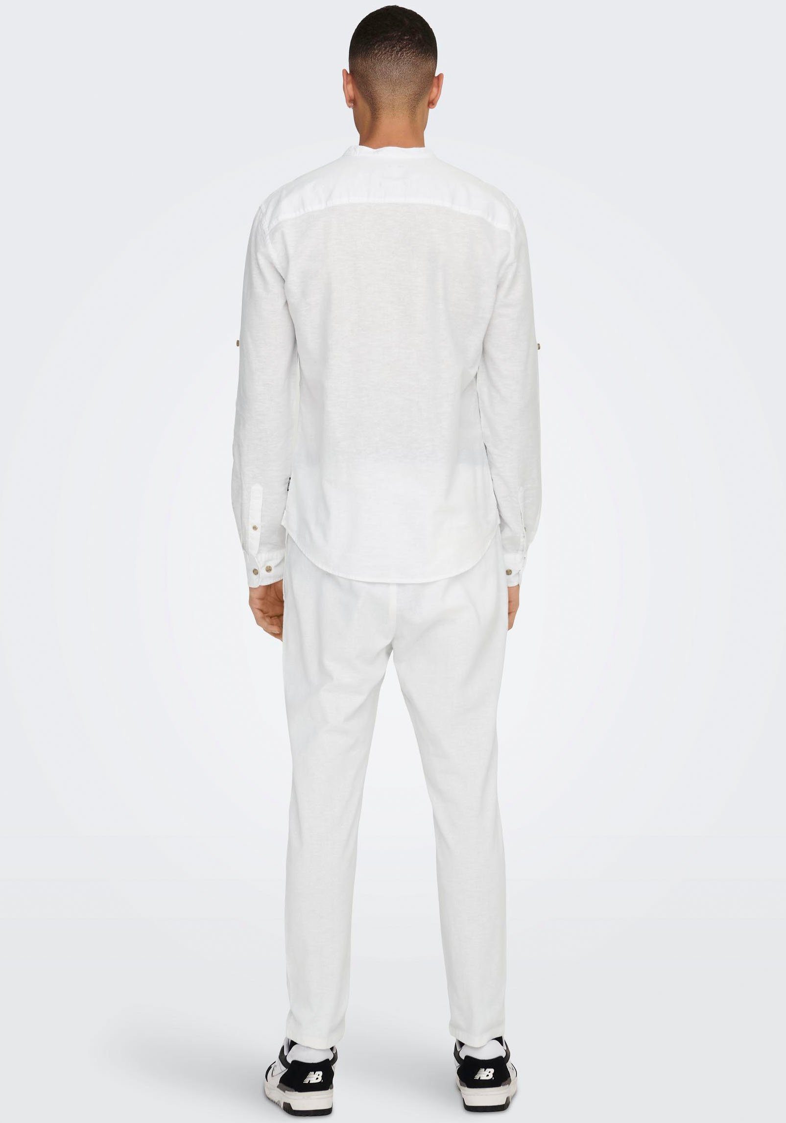 ONLY & SONS Overhemd met lange mouwen ONSCAIDEN LS HALFPLACKT LINEN SHIRT
