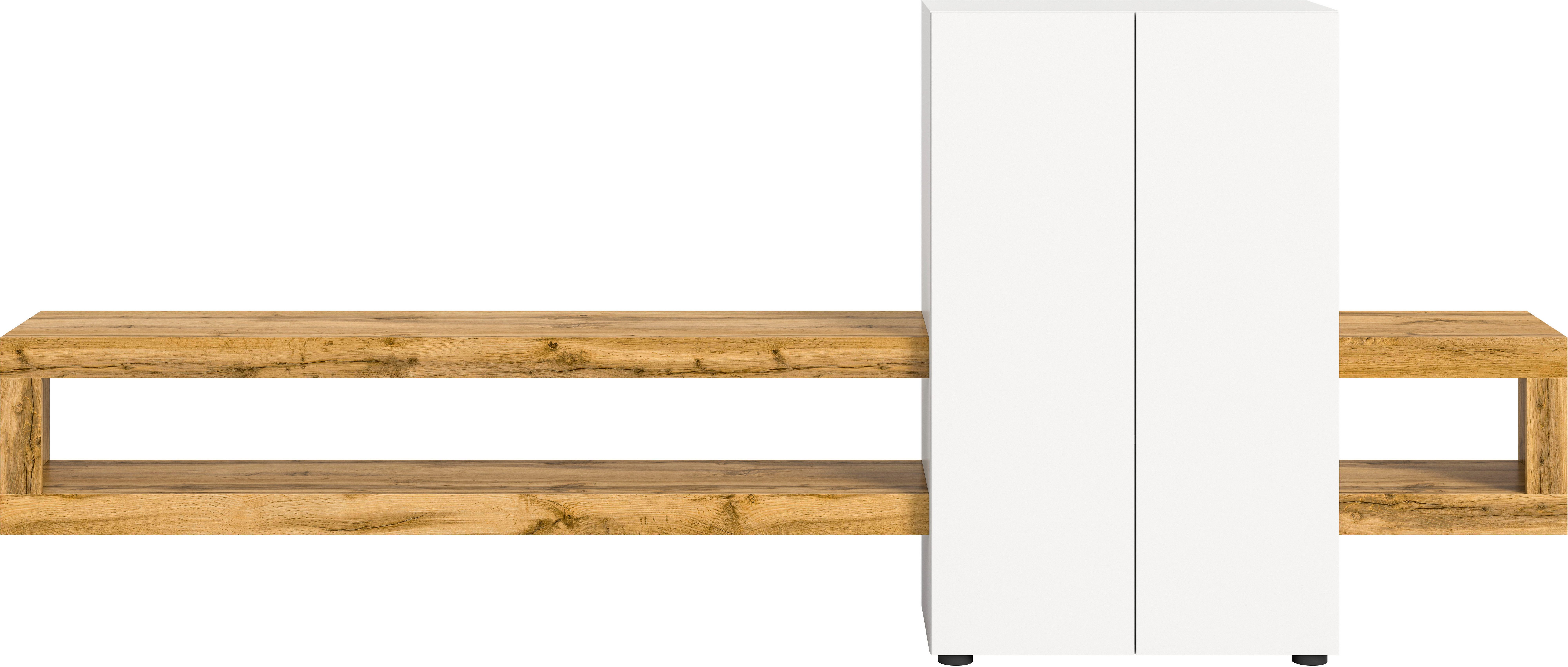 INOSIGN Wandmeubel Zolder, breedte 270 cm, push-to-open, 2 deuren, 2 legplanken 2 open vakken, tv-wand, media-meubels, tv-meubels, woonkamermeubels (2-delig)