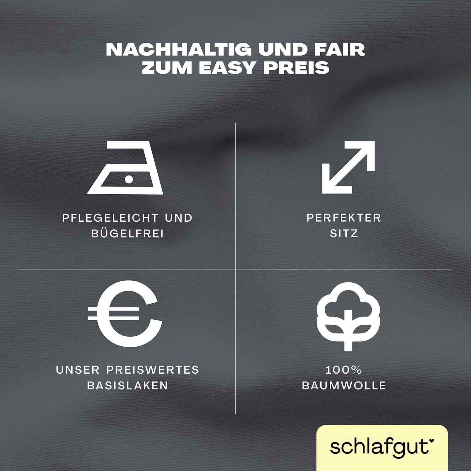 Schlafgut Hoeslaken EASY van 100% katoen, zacht & absorberend, merk-beddengoed voor matrassen tot 22 cm hoogte, in 90x200, 140x200 of 180x200 cm (1 stuk)