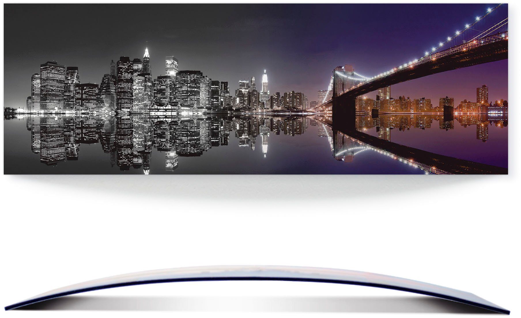 Artland Artprint New York skyline nachtelijke reflectie gebogen 3d-optiek (1 stuk)