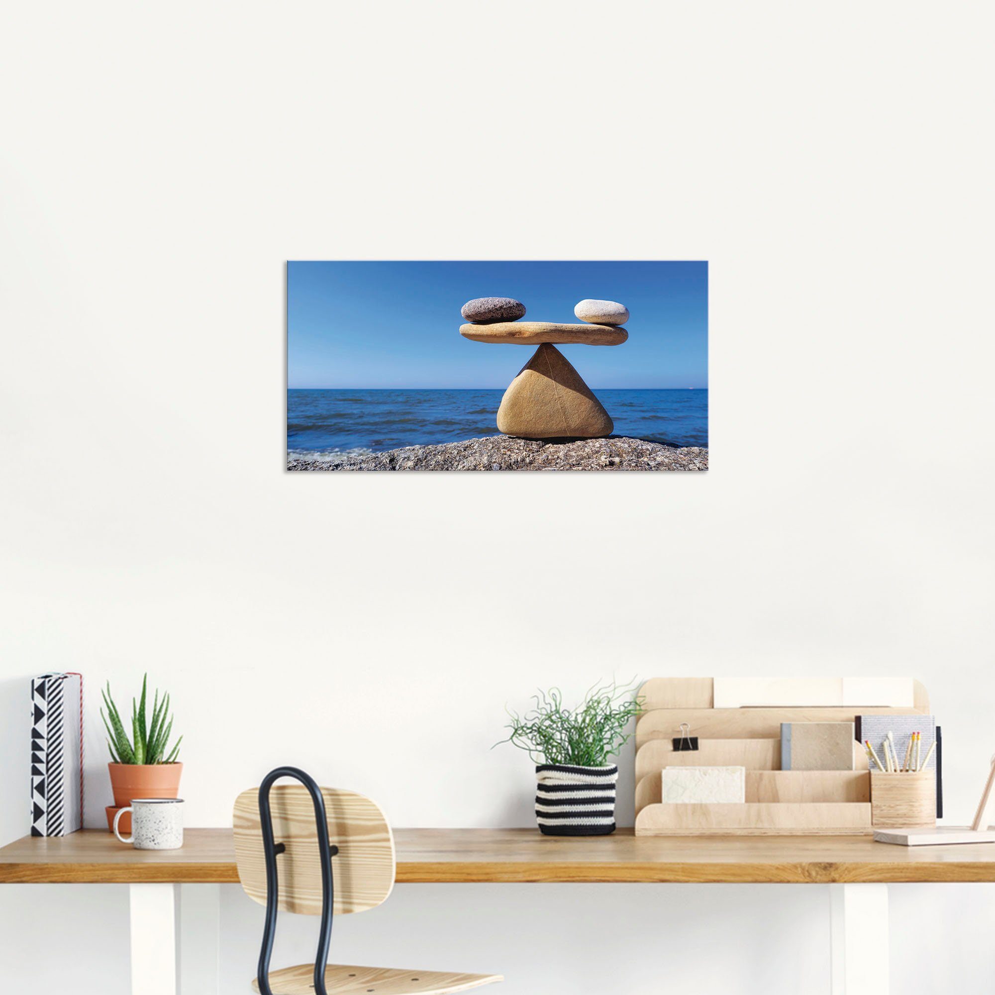 Artland Artprint Evenwicht - stenen zee als artprint van aluminium, artprint voor buiten, artprint op linnen, poster, muursticker