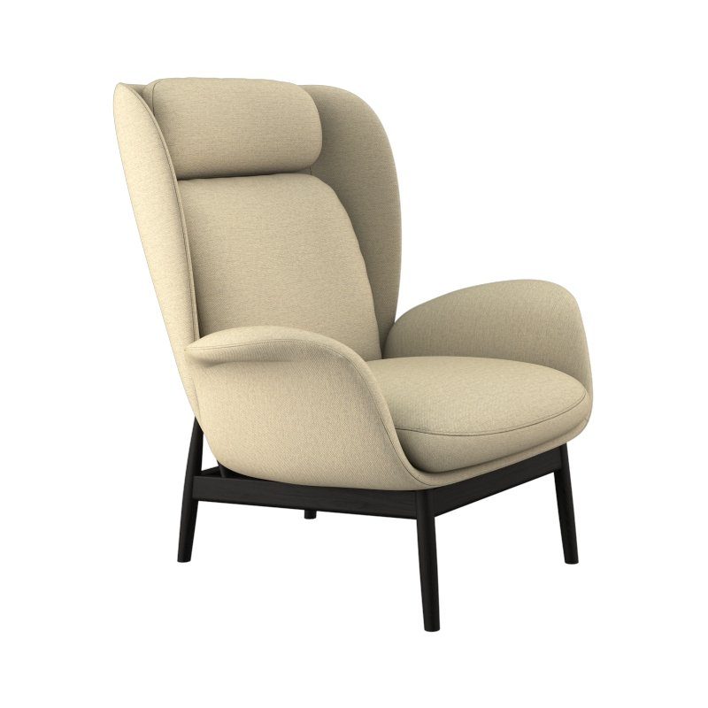 FLEXLUX Oorfauteuil Padova Stijl & comfort, organische vorm, geïntegreerde lendensteun, zwarte voet