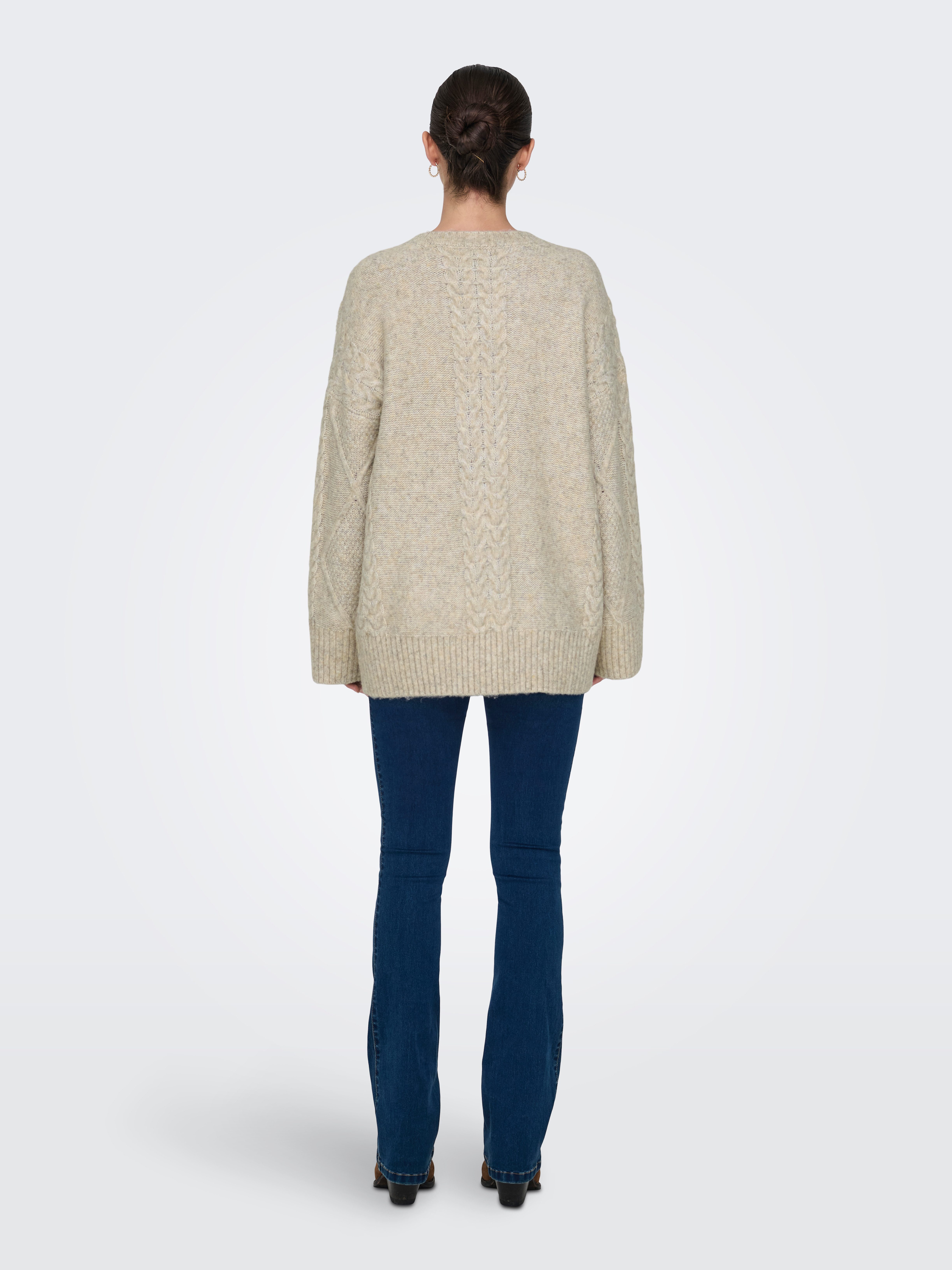 JDY Trui met ronde hals JDYSILJA L/S LONG CABLE PULLOV. KNT NOOS