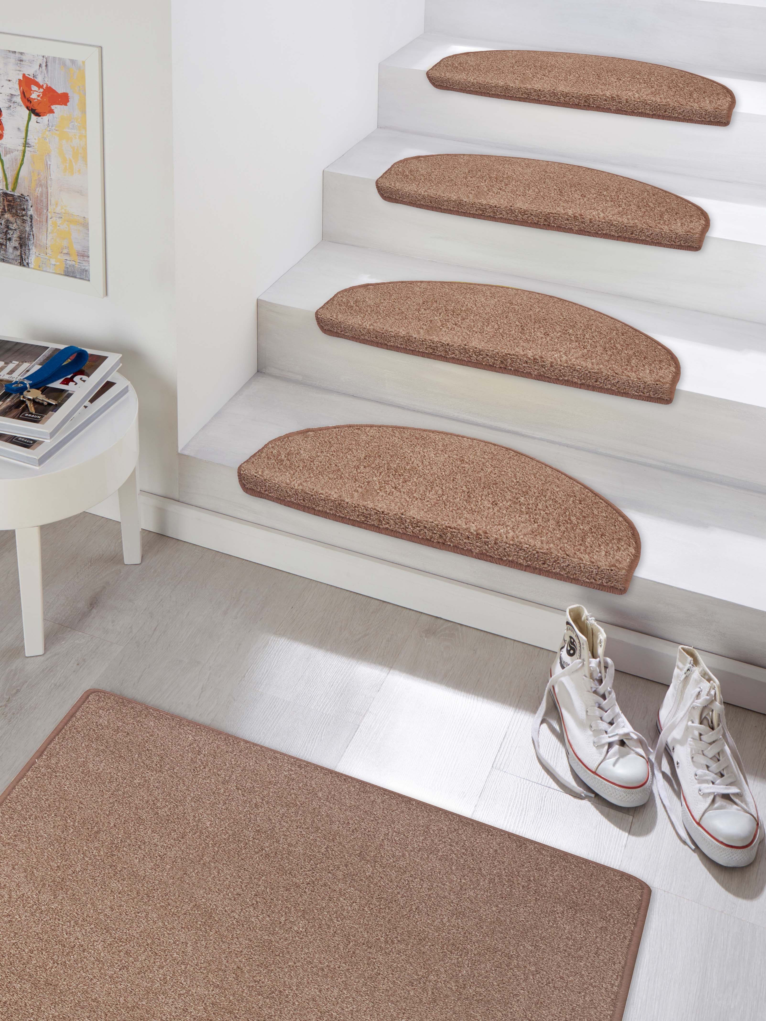 Hanse Home Exclusiv Tredemat Liberty Uni, robuust, volle kleuren, mêlee, trap, afgehecht, 15-delige set