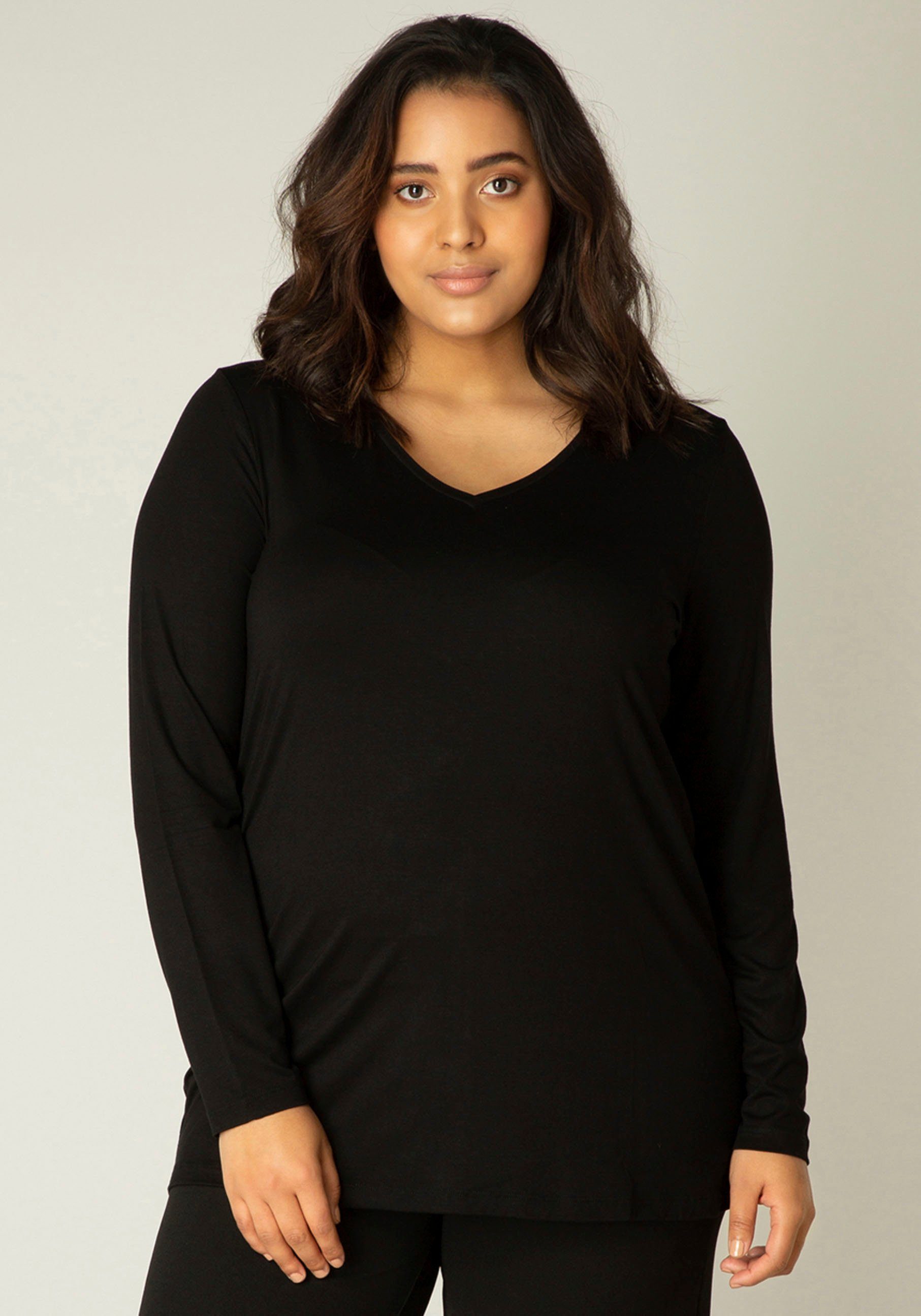 Base Level Curvy Shirt met lange mouwen Alize Zachte licht glanzende kwaliteit