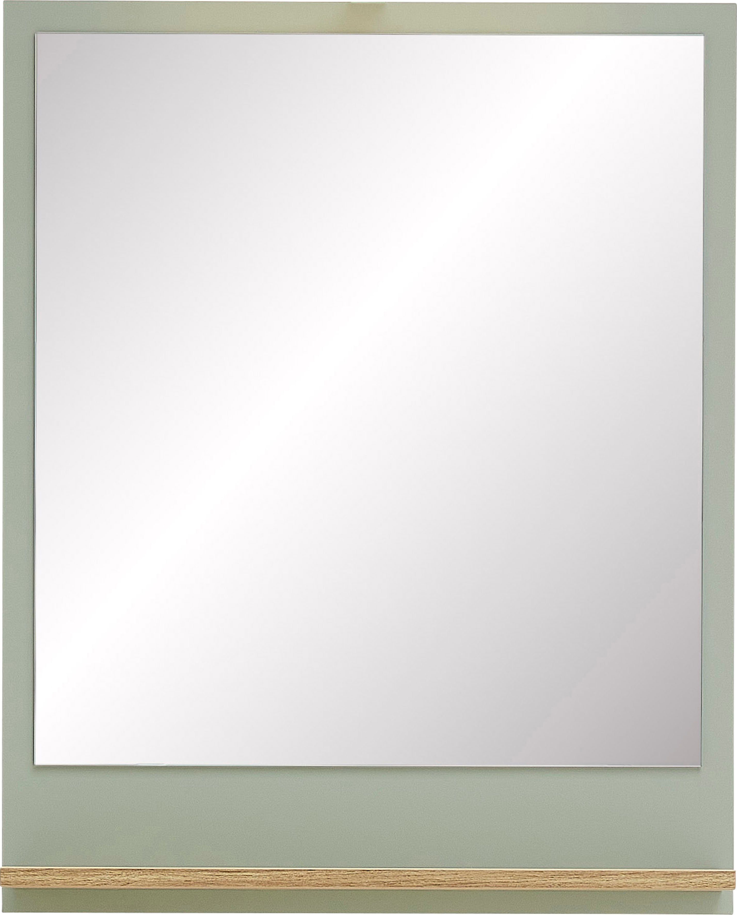 Saphir Badspiegel Quickset spiegel met plank, 60 cm breed, 74,5 cm hoog Vlakke spiegel salie imitatie, Riviera eik imitatie dwars