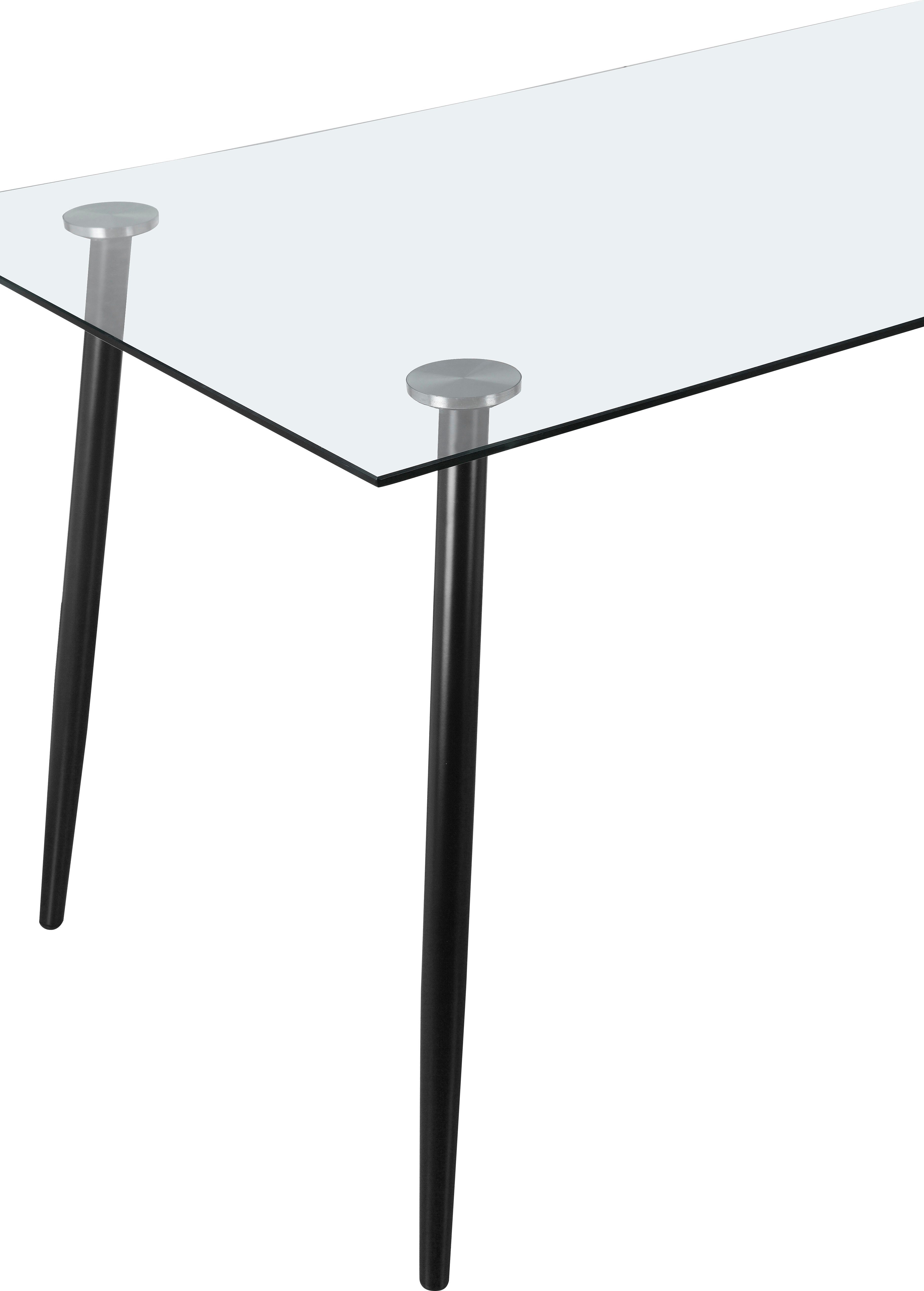 INOSIGN Eethoek Darcel/Danny glazen tafel Sledestoel eetkamerstoel, tafel met vaste plaat (set, 5-delig)