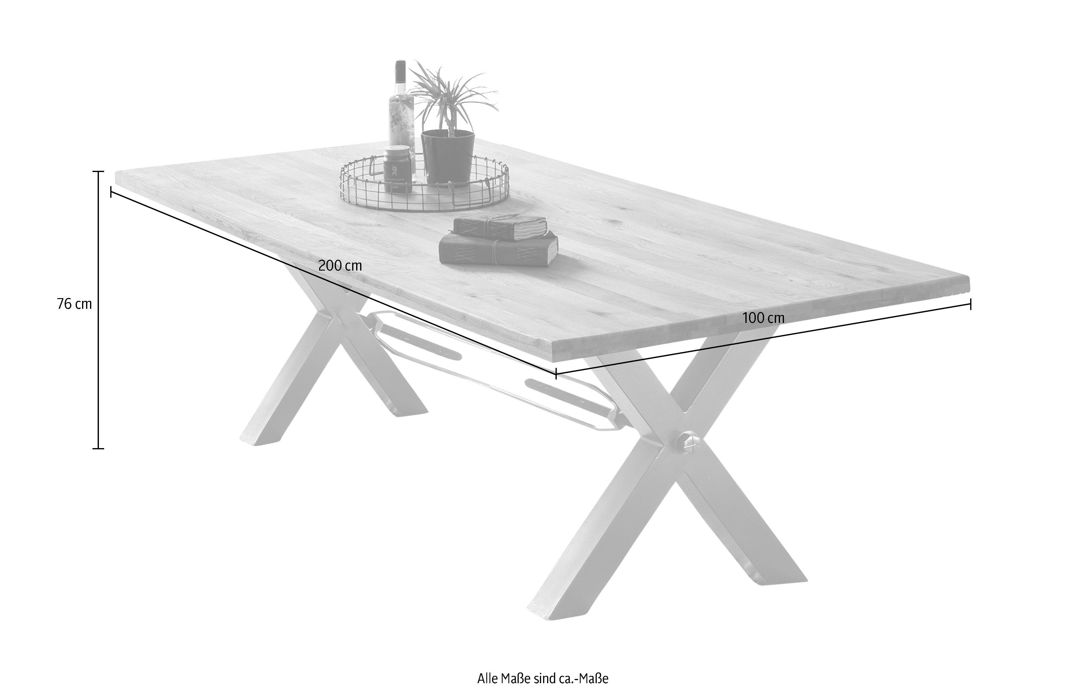 SIT Eettafel X-frame in industriële antiek-look