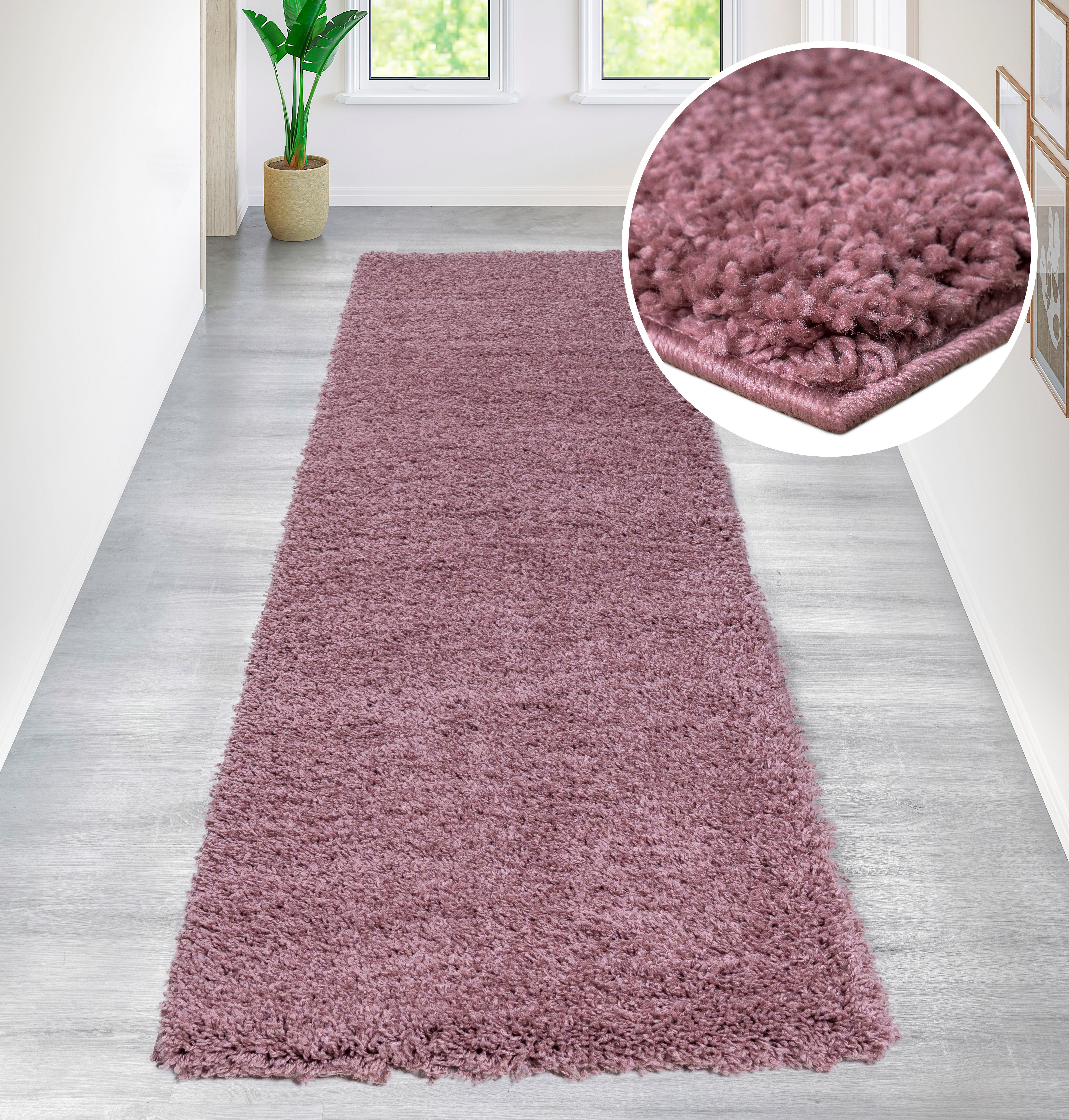 my home Loper Shaggy 30 Tapijtloper, brug, unikleuren, bijzonder zacht en behaaglijk lopers maat 11 bruin