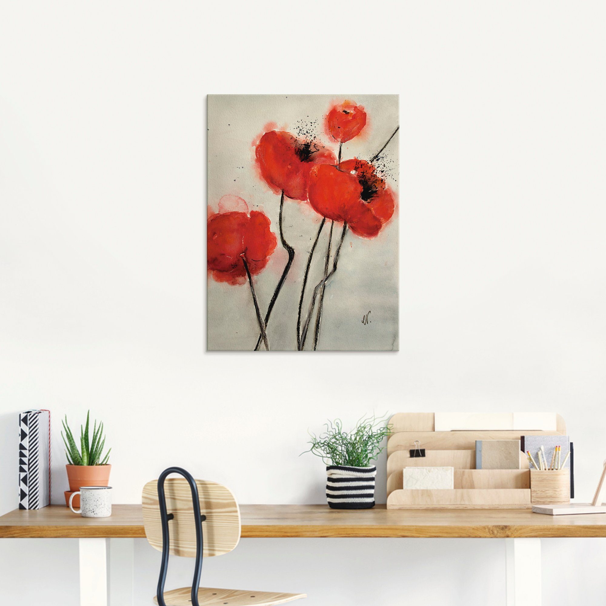 Artland Print op glas Rode klaproos in verschillende maten