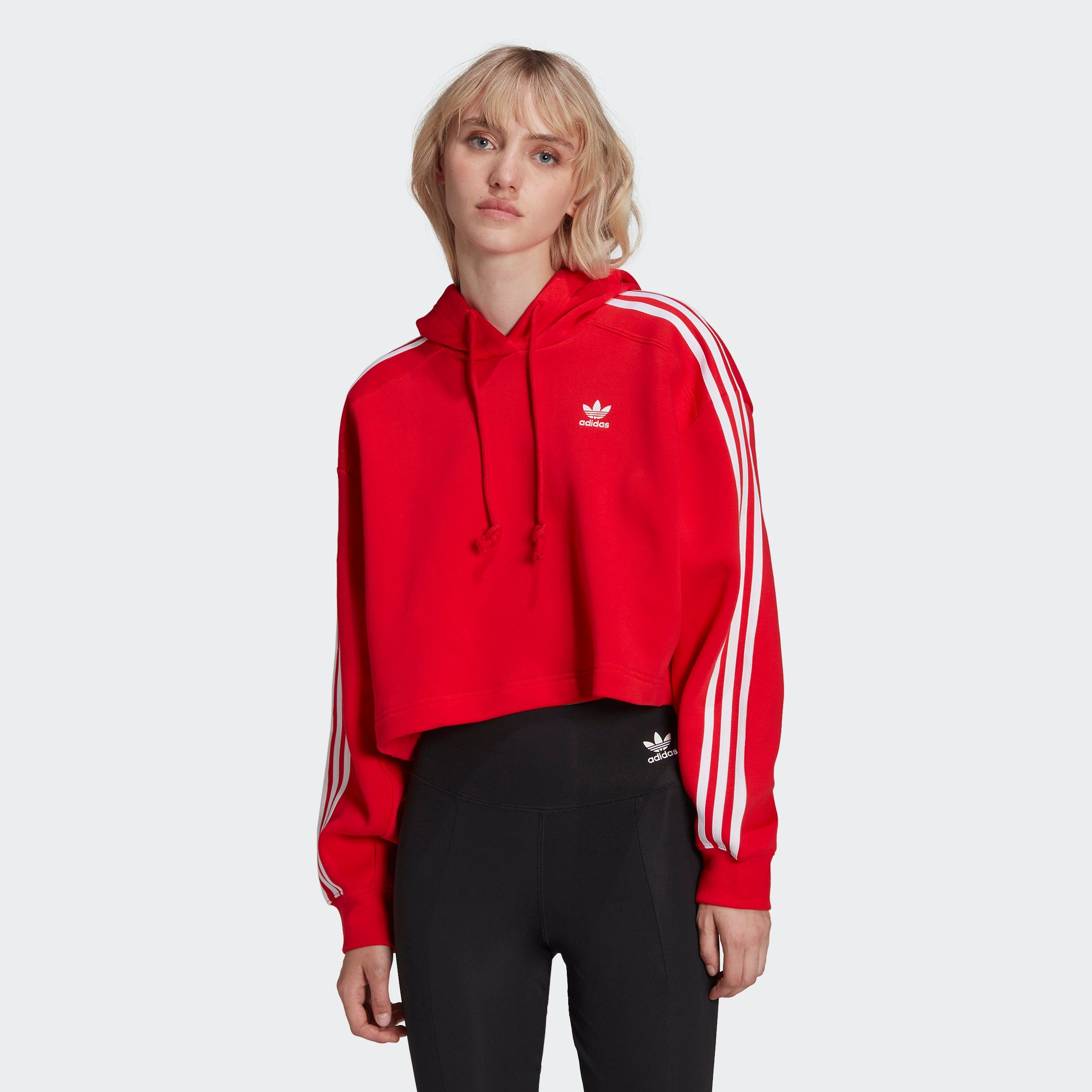 Adidas originals white outlet cropped hoodie