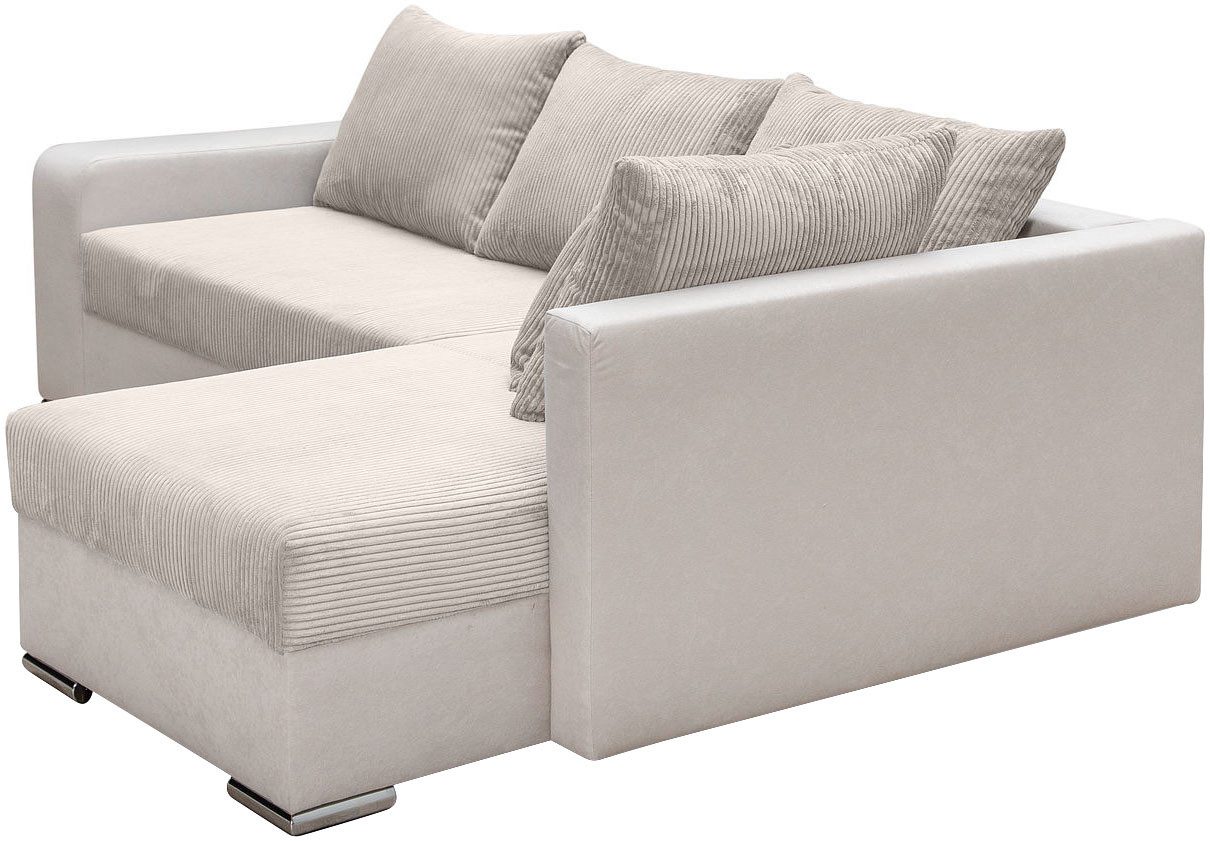 COLLECTION AB Hoekbank L-model Regalarmleuning met LED RGB verlichting, bedfunctie en bedbox