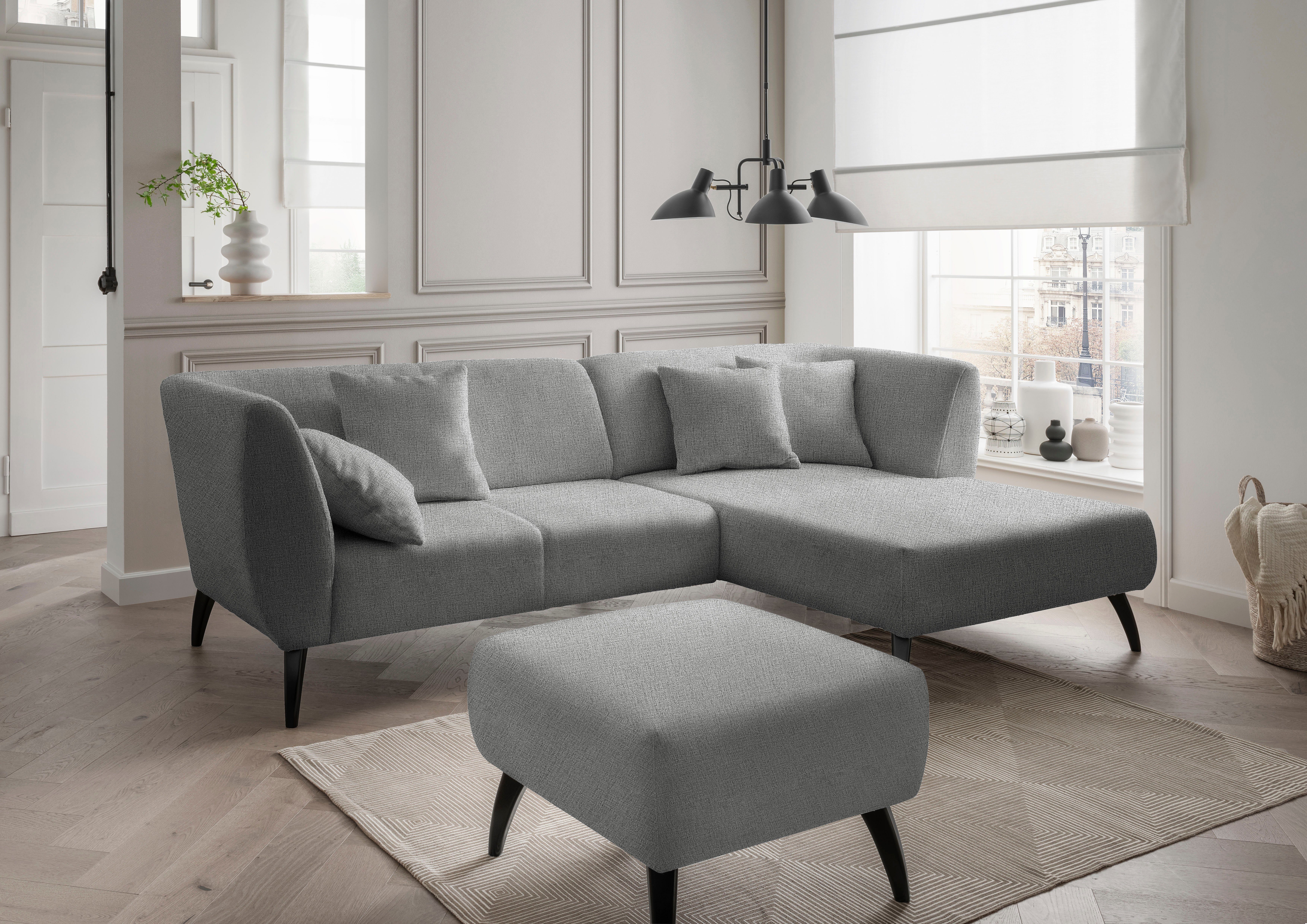 INOSIGN Hocker Colori Kleur houten poten naar keuze, verschillende stoffen, hoogwaardige stof