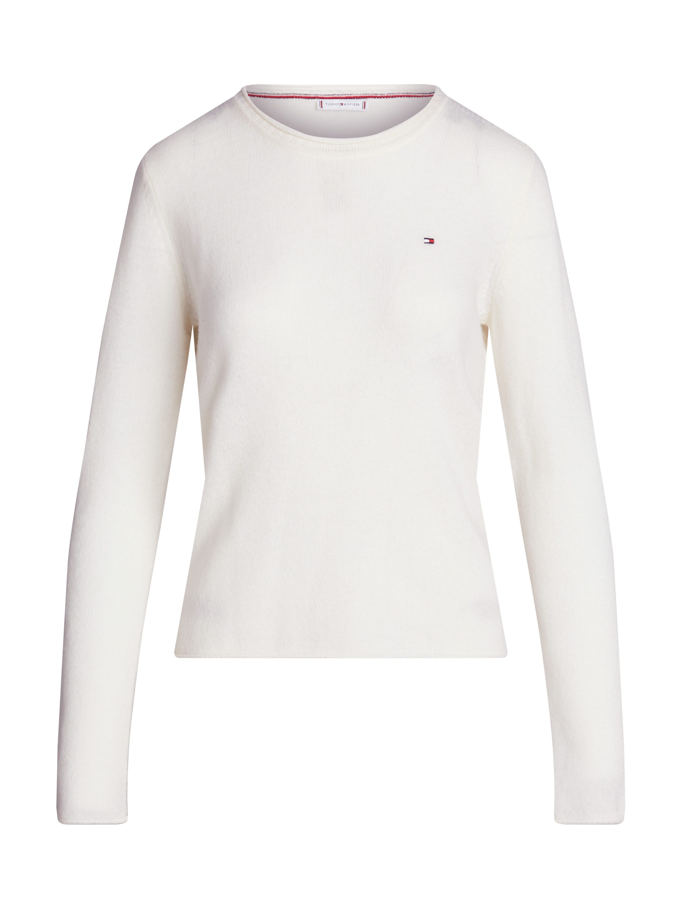 Tommy Hilfiger Gebreide trui SOFT WOOL C-NK SWEATER met logoborduring van 100% wol
