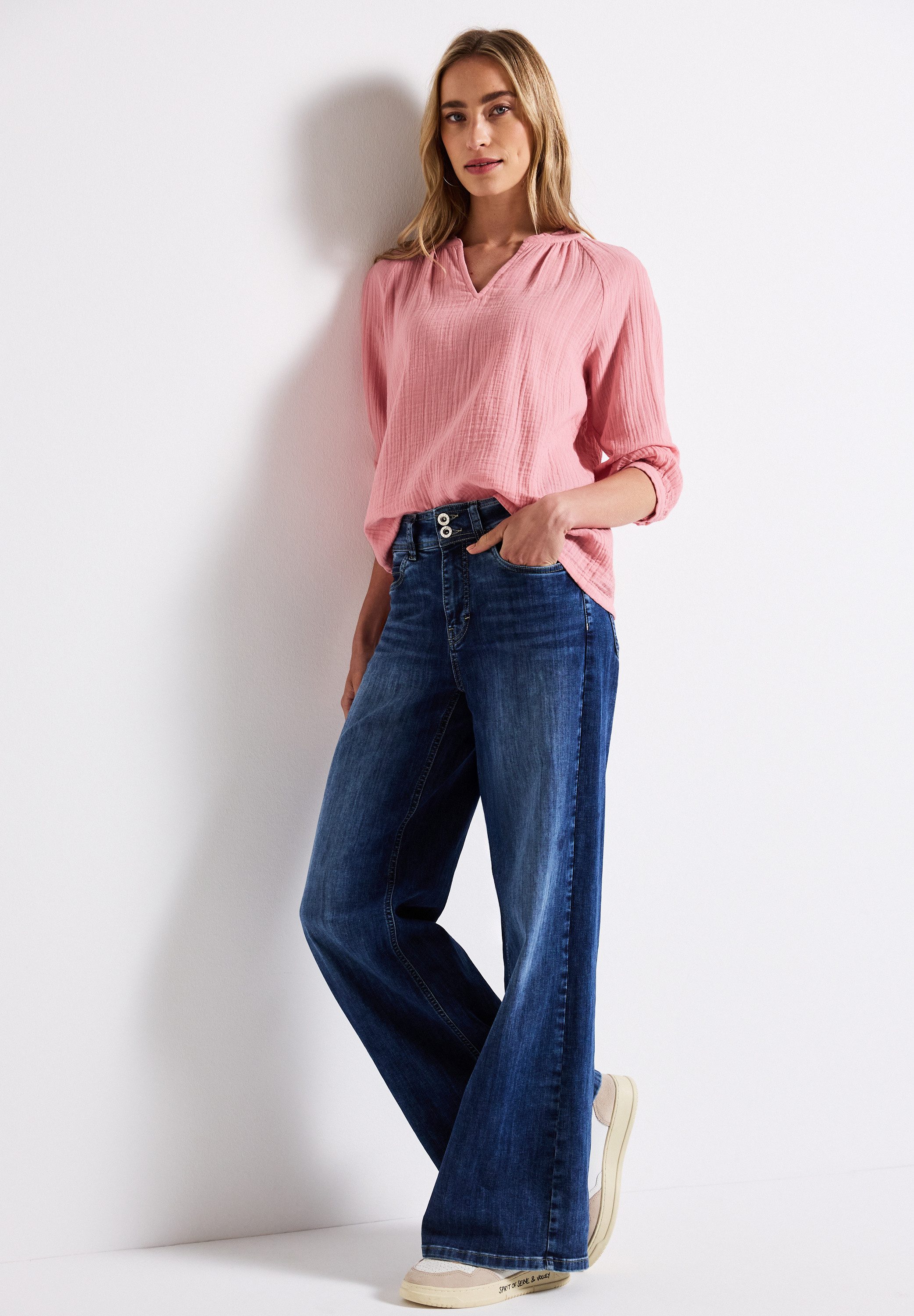 STREET ONE Blouse zonder sluiting met ruches en in tuniekstijl