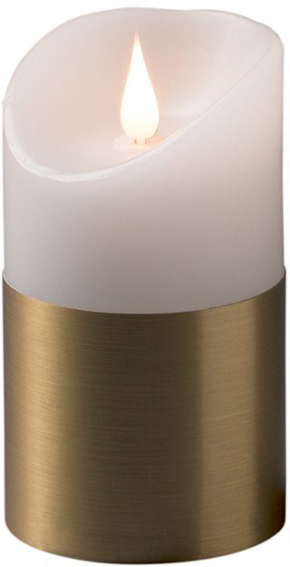 KONSTSMIDE Led-kaars Kerst versiering Led-kaars van echte was, wit, met messingkleurige rand (1-delig)