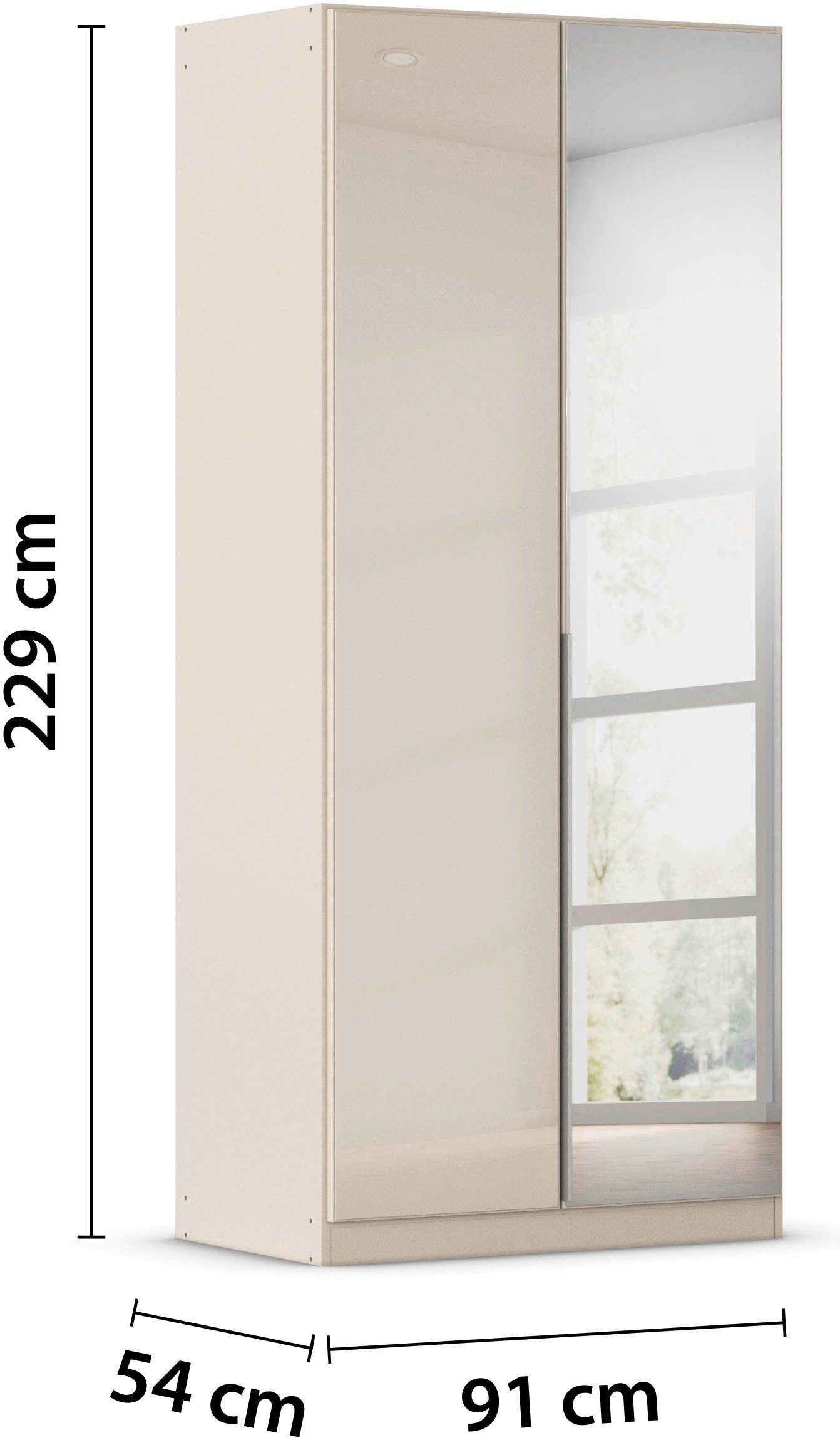 rauch Draaideurkast Kledingkasten kast garderobe AGORDO met glazen front doordachte binnenuitrusting, in 6 breedtes en 2 hoogtes made in germany