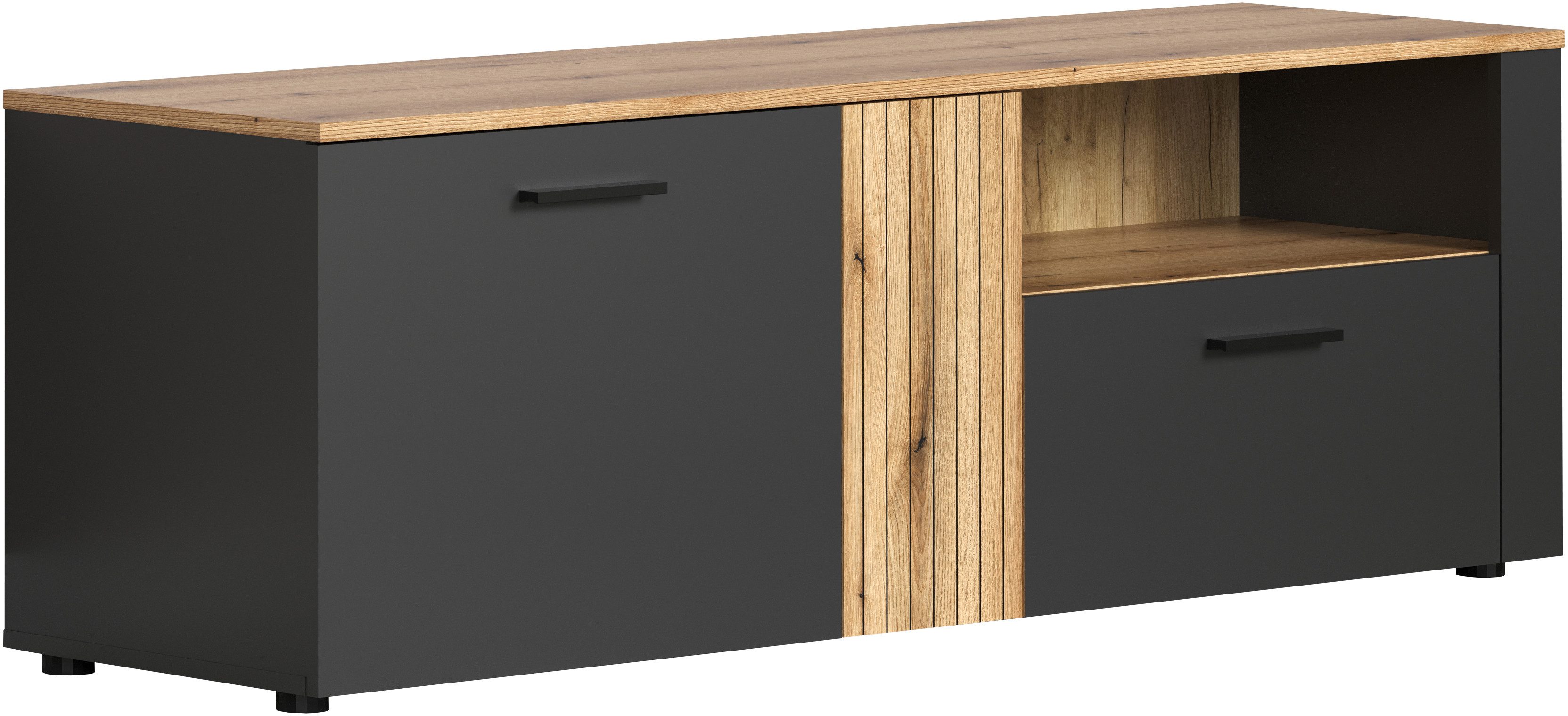 INOSIGN Tv-meubel Estepona TV-lowboard met ribbeloptiek - deuren links of rechts monteerbaar (1 stuk)