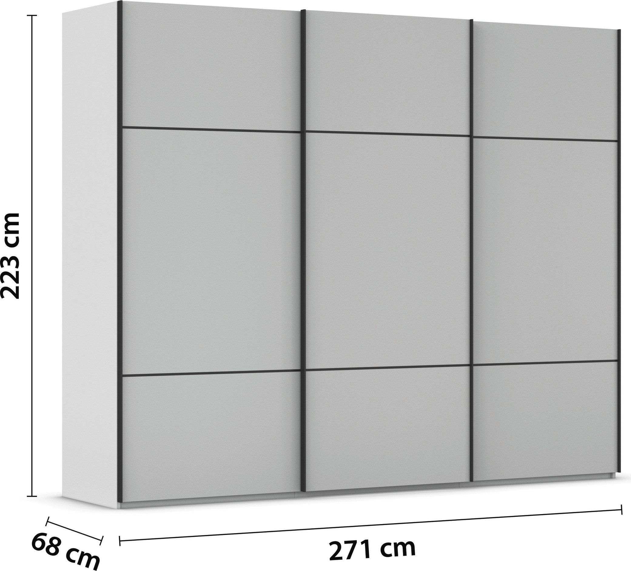 rauch Schuifdeurkast Kledingkast kast garderobe slaapkamerkast SCALE-TRIO edel drievoudig front, 2 sierlijsten in grepen kleur made in germany