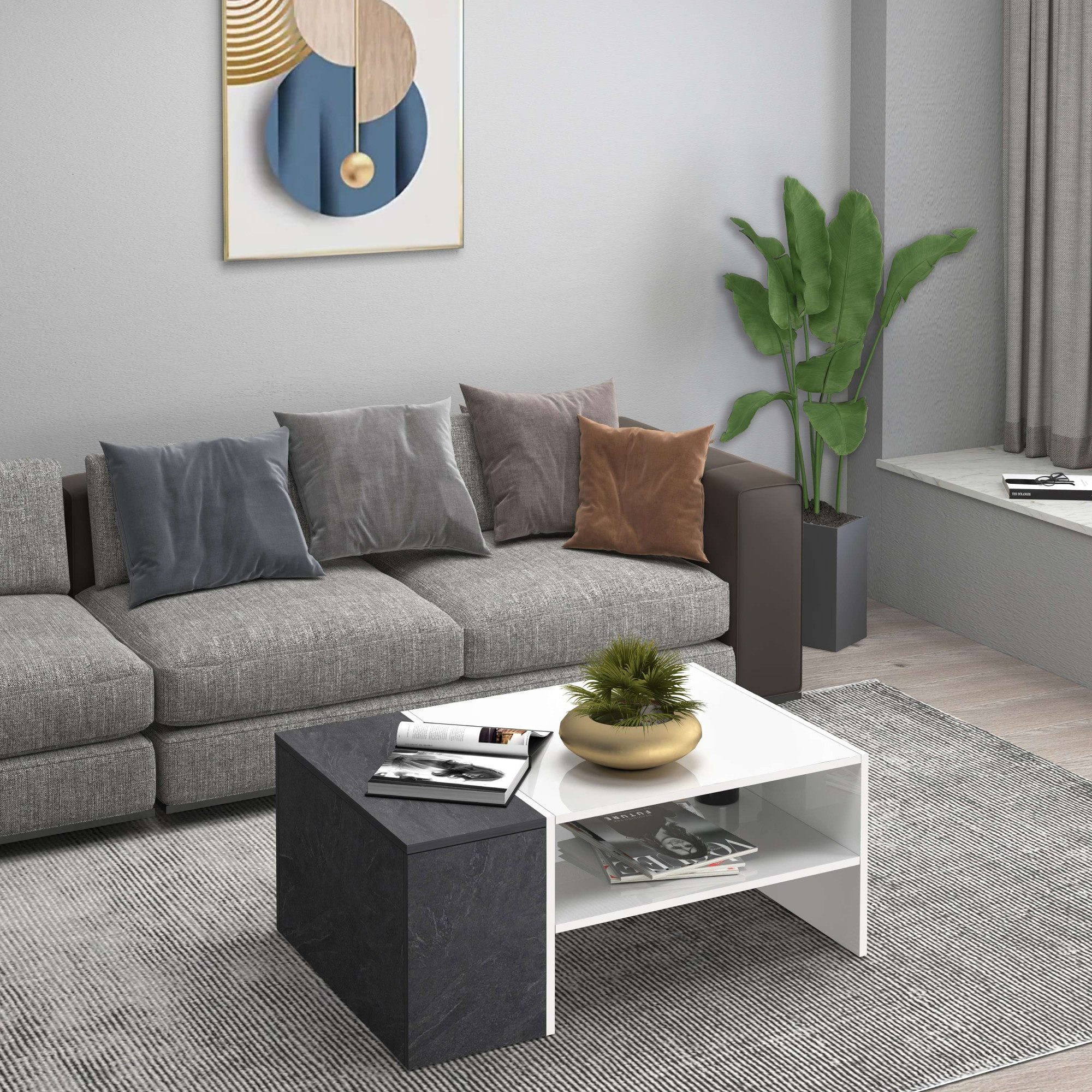 INOSIGN Salontafel Coro, salontafel met zijopbergruimte Lengte 90 cm, met twee opbergvakken waarvan één gesloten
