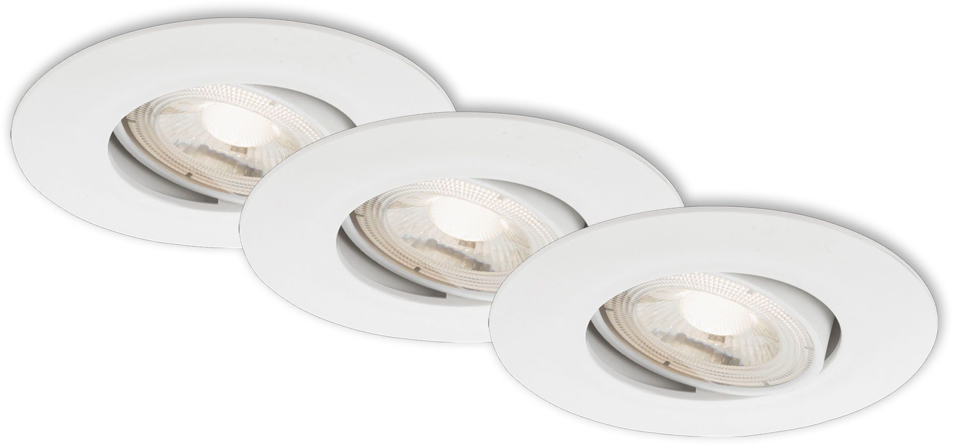 Briloner Leuchten Ledinbouwlamp 7048036 KULANA 3-pack, schijnwerpers draaibaar, traploos dimbaar, wit