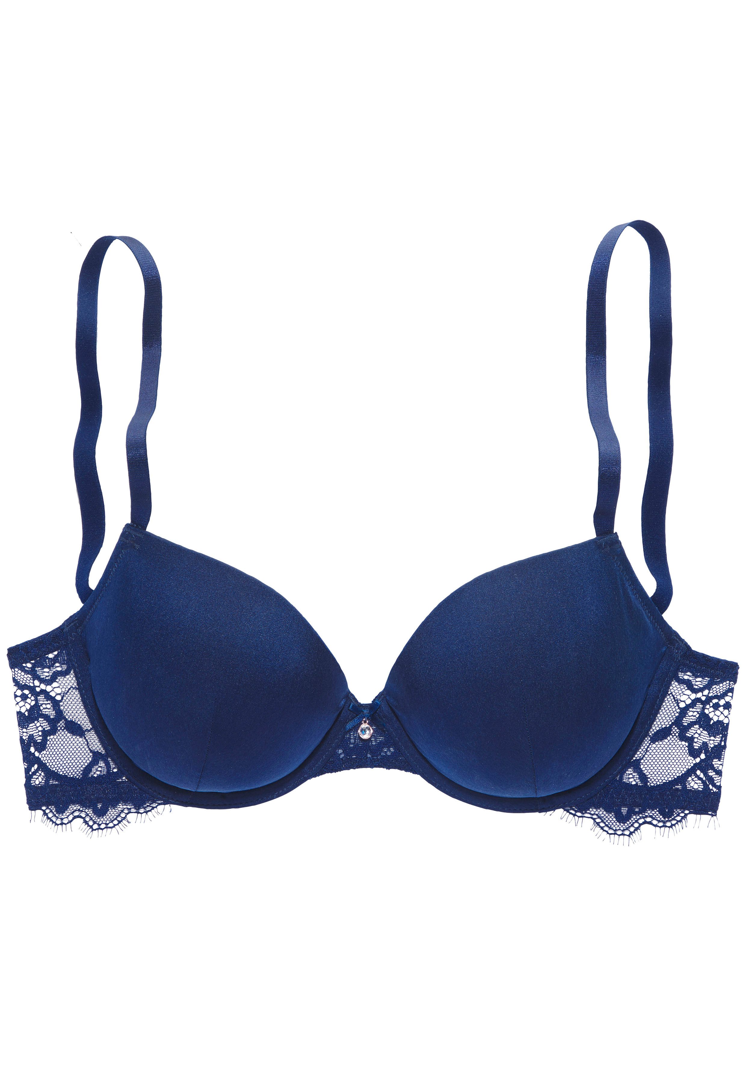 Lascana Push-up-bh Alana gemaakt van elegante stof met hoog zijdegehalte en gebloemd kant, lingerie