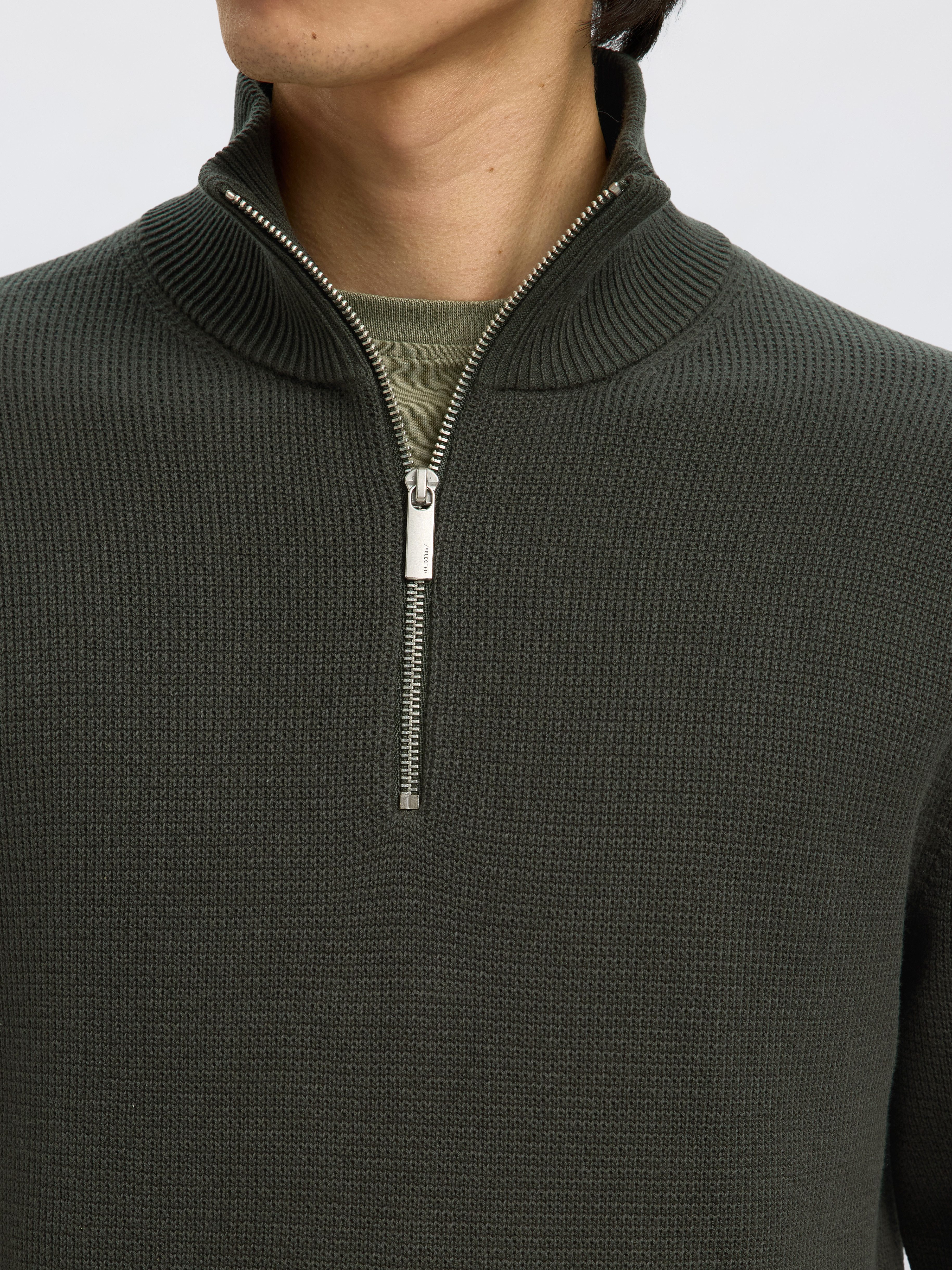 SELECTED HOMME Schipperstrui SLHDANE LS KNIT STRUCTURE HALF ZIP NOOS