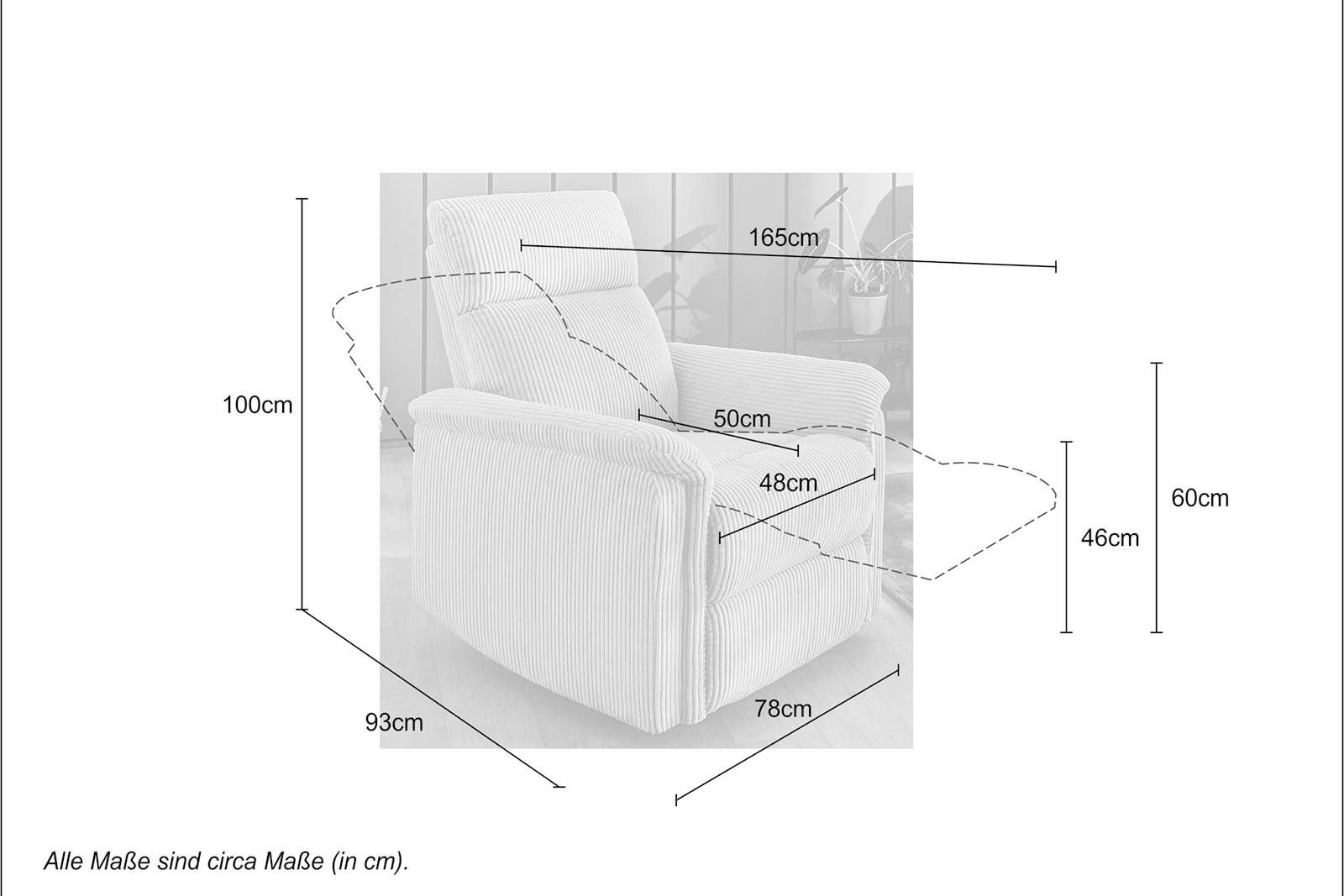 Jockenhöfer Gruppe Fauteuil Juist Ligfunctie met halfautomatische recliner-functie, binnenvering