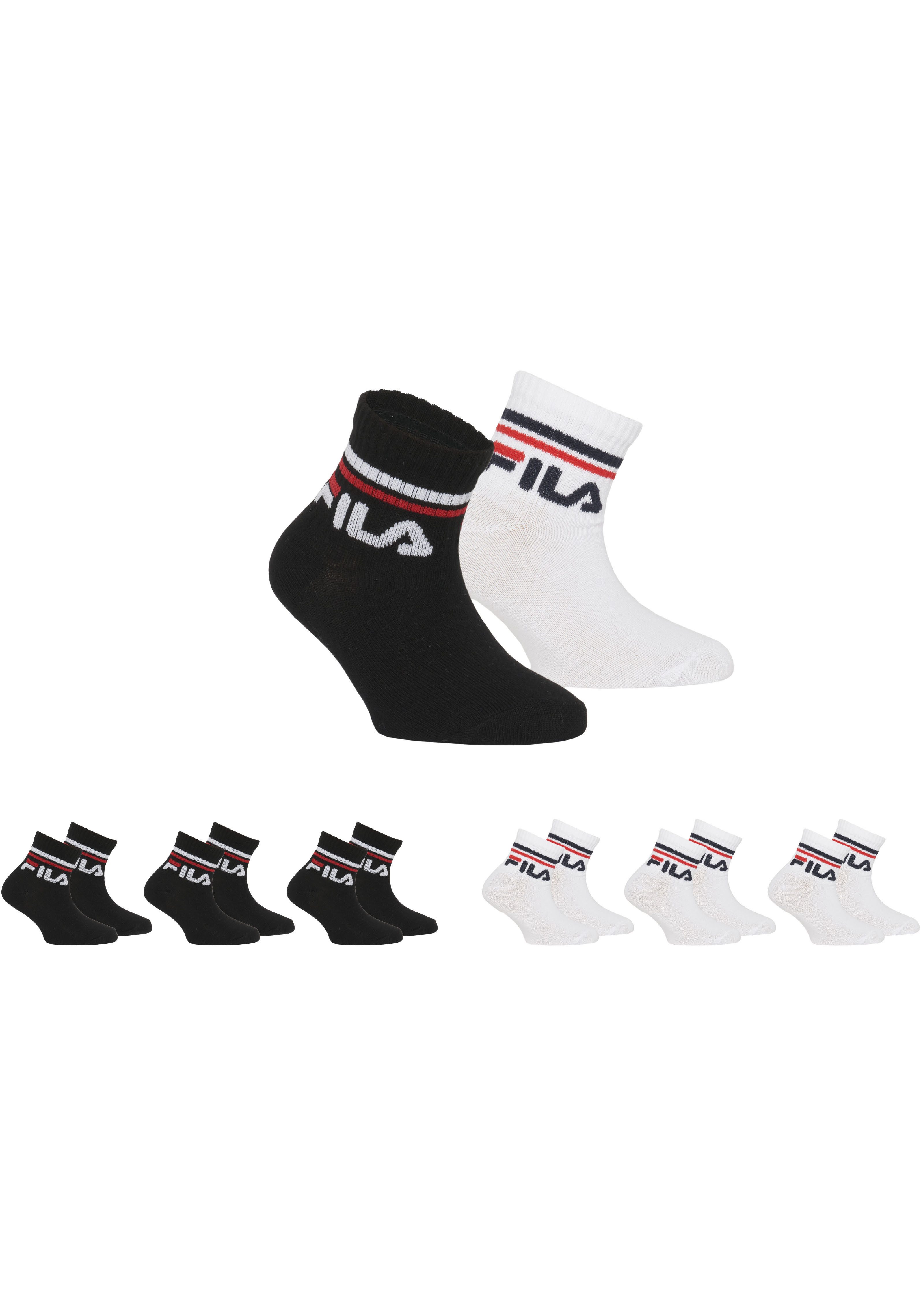 Fila Korte sokken JUNIOR UNISEX QUARTER PLAIN SOCKS met gebreid logo in de ribband, kindersokken (set, 6 paar)