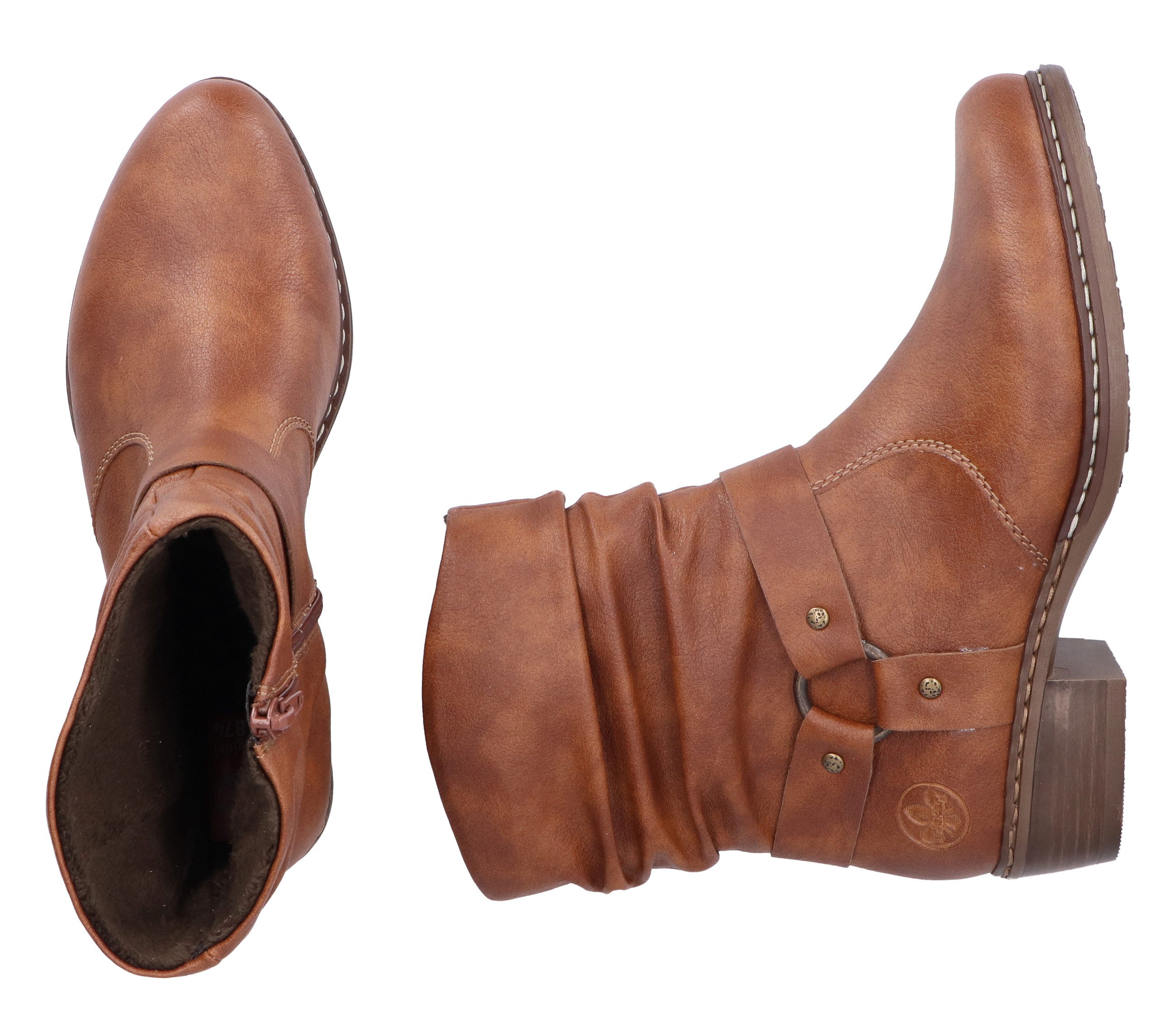 Rieker Laarsjes cowboylaarzen, western-enkellaars, hakken, met decoratieve riem