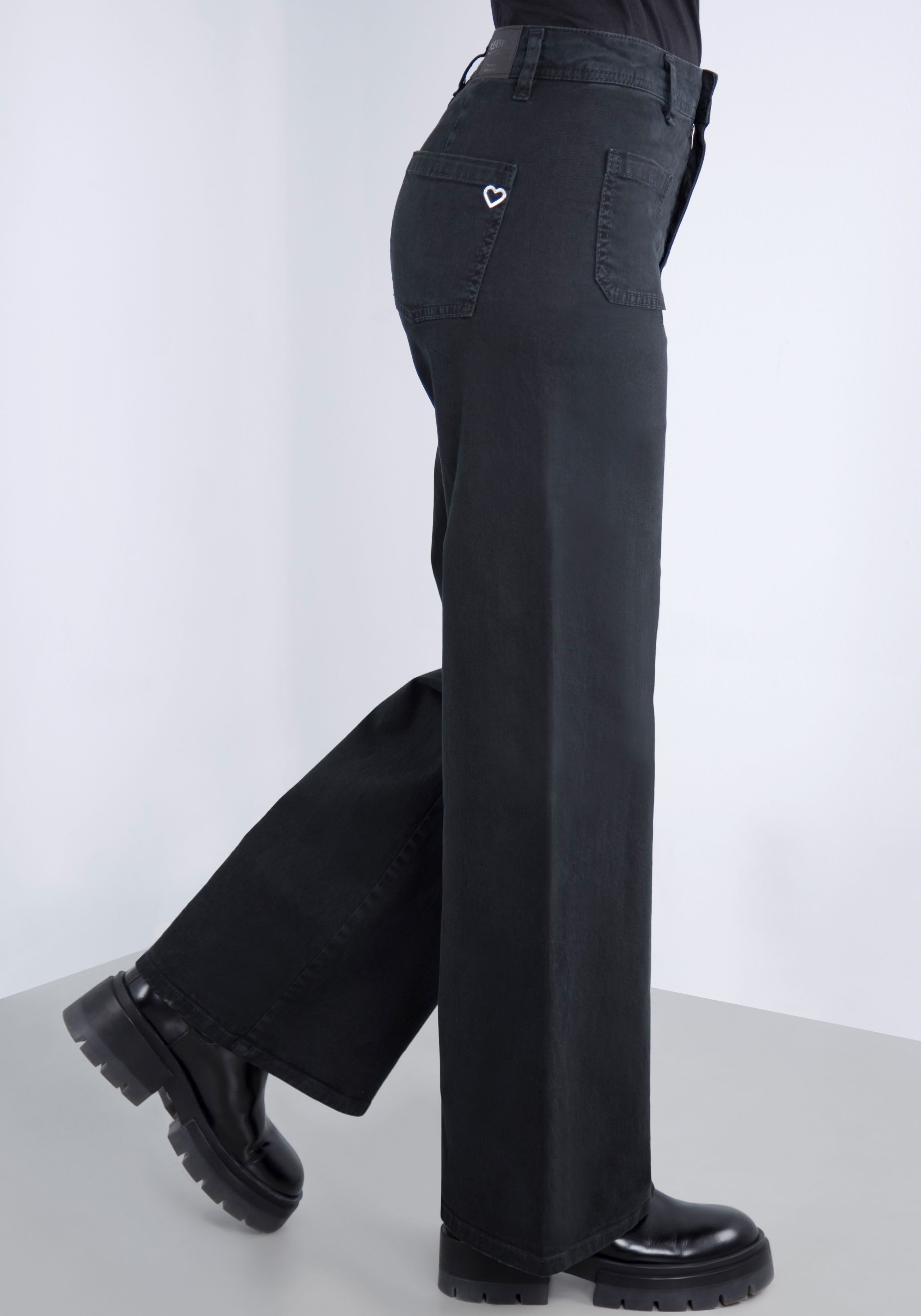 Please Jeans Broek met wijde pijpen van hoogwaardige katoenmix met stretch