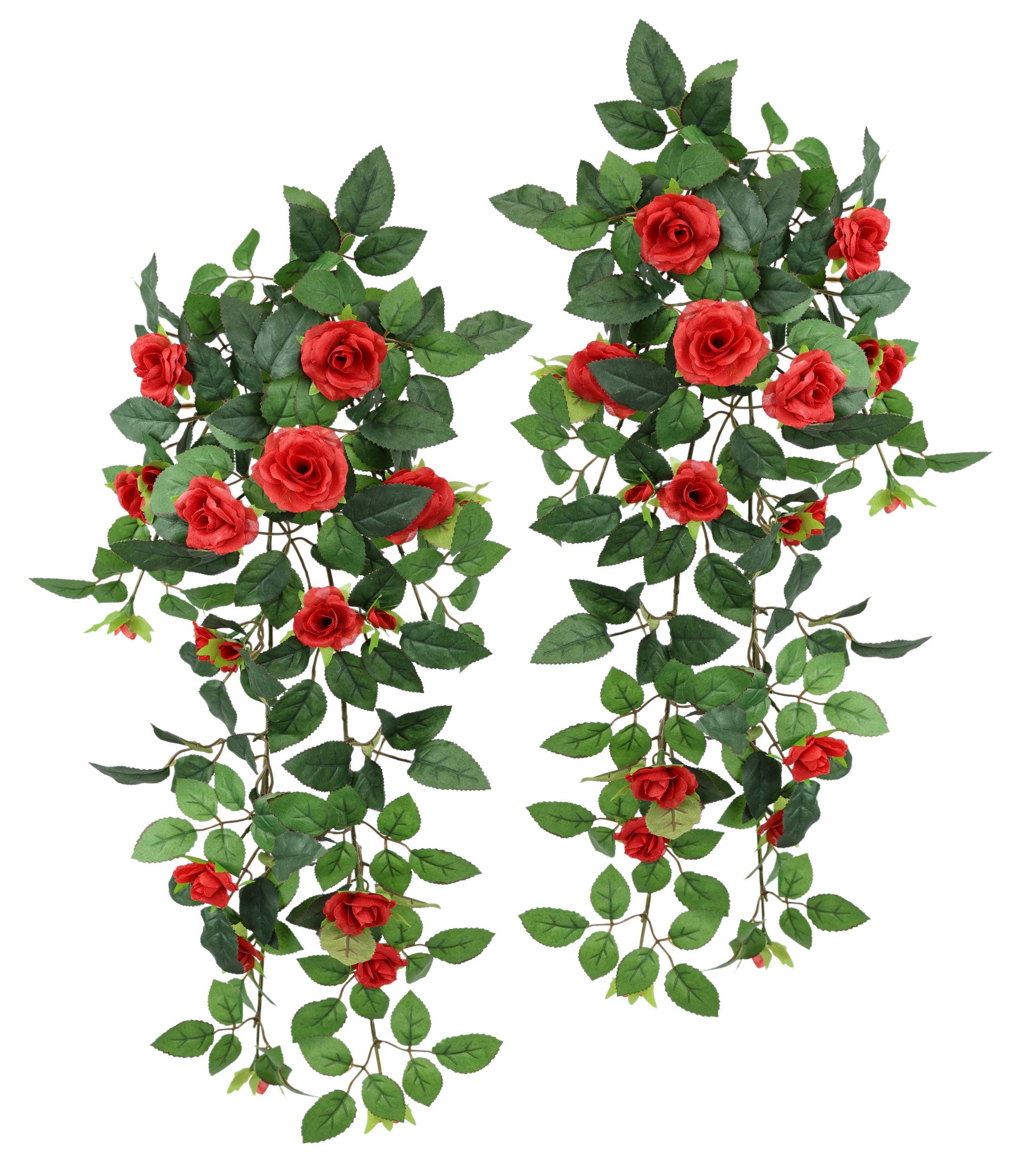 I.GE.A. Kunstbloem Kunstmatige rozenhanger Rozenrank rozenboog rozen bloem rozenkrans decoratie struik (2 stuks)