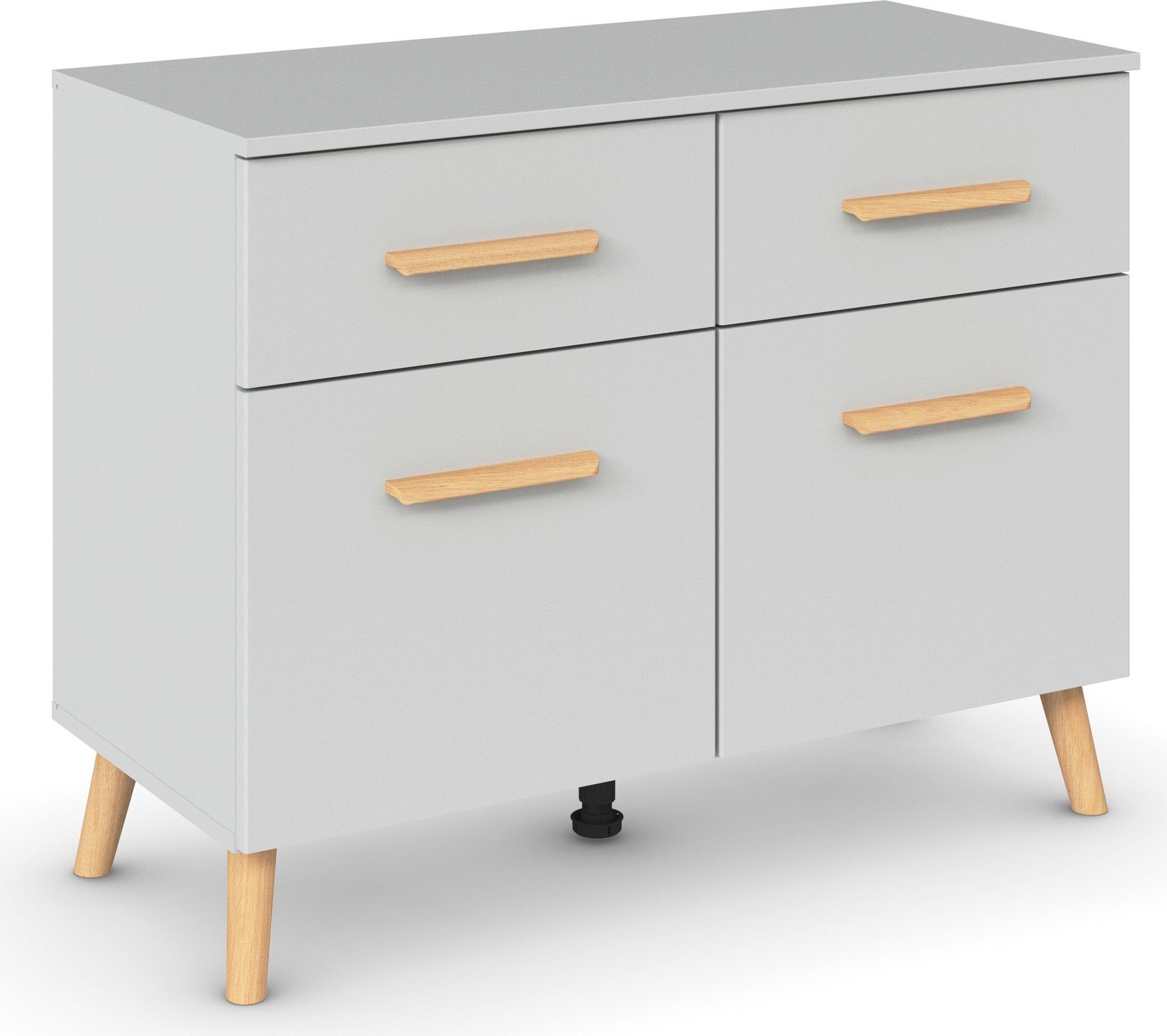 rauch Kast met laden en deuren Skandi by Aditio met massief houten grepen, 2 lades met softclose-functie commodes & ladekasten grijs