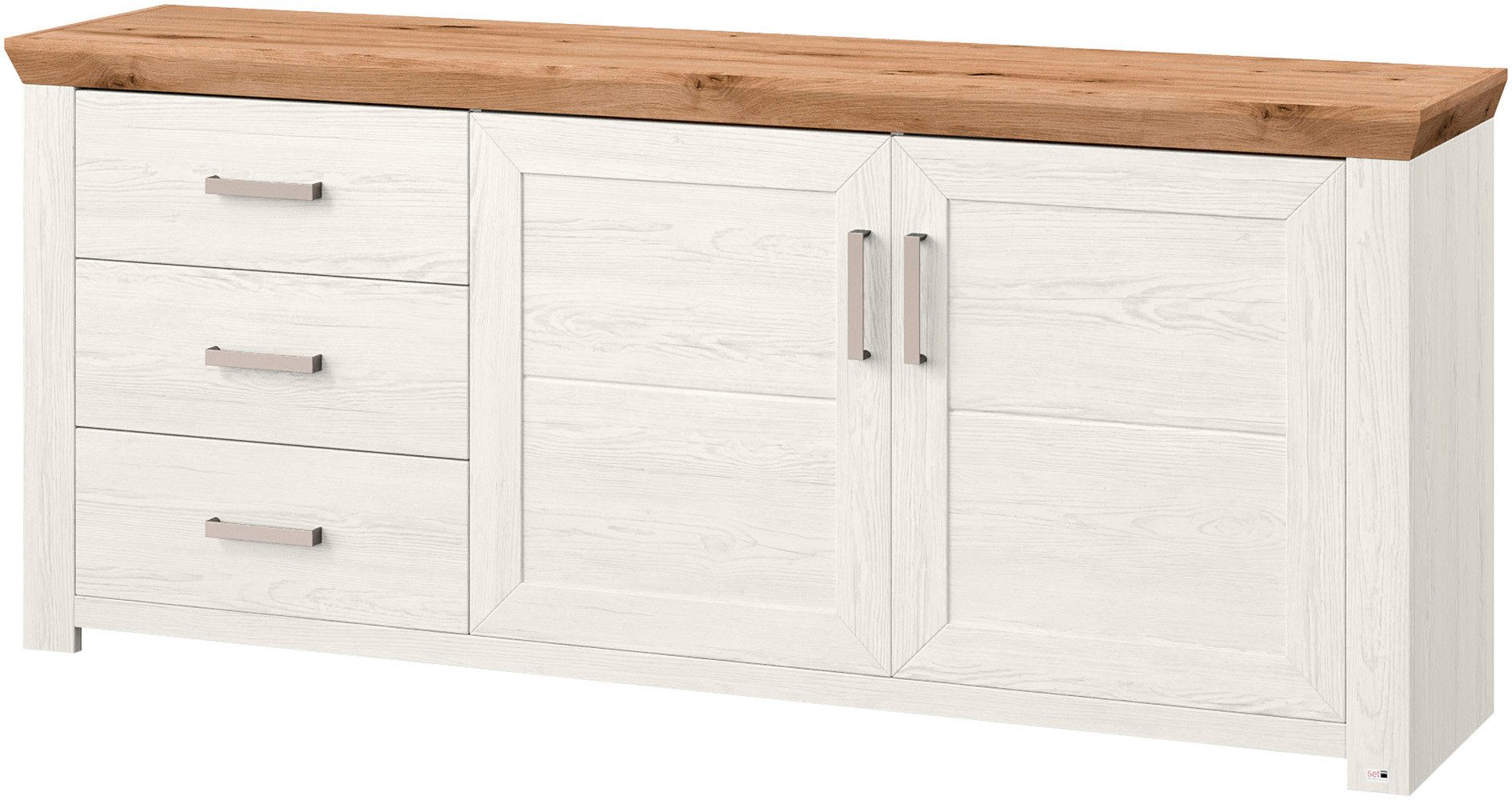 set one by Musterring Dressoir York Type 51, met veel opbergruimte, handvat zilverkleur, B 184 x H 79 cm